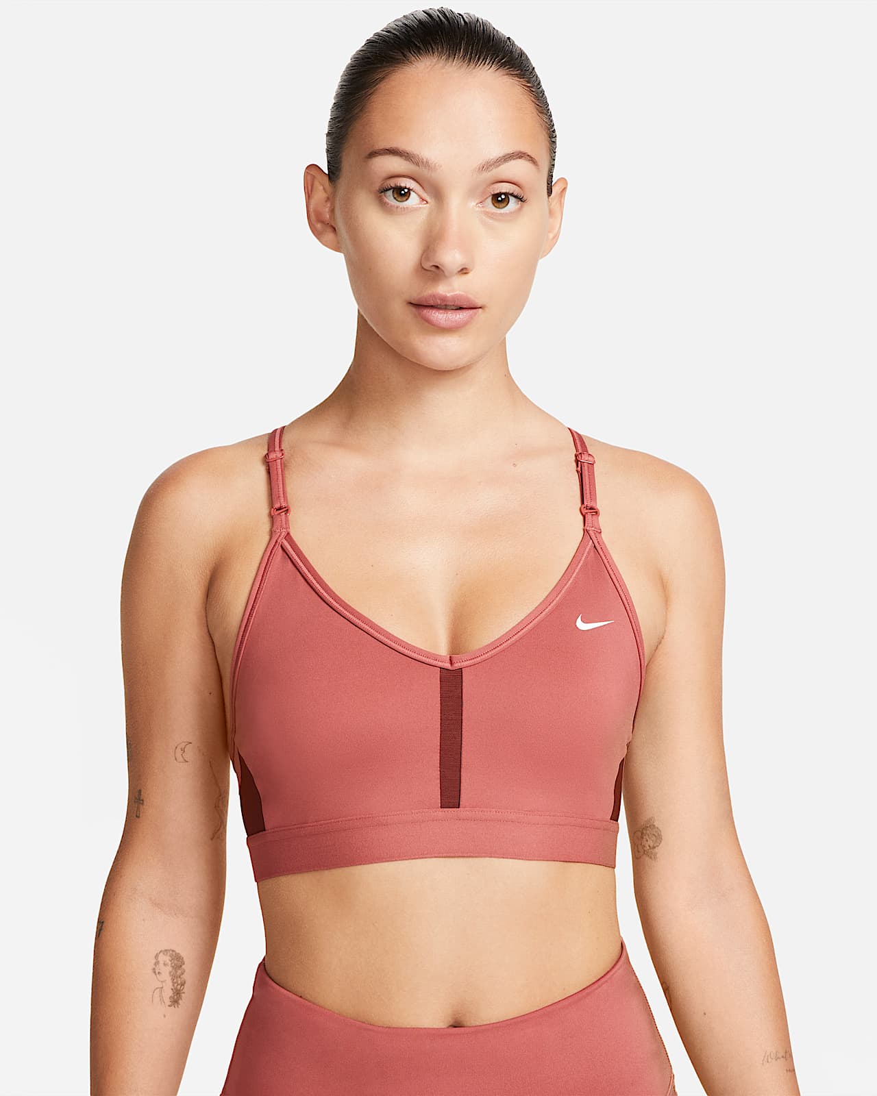 Bra imbottito a sostegno leggero con scollo a V Nike Indy – Donna