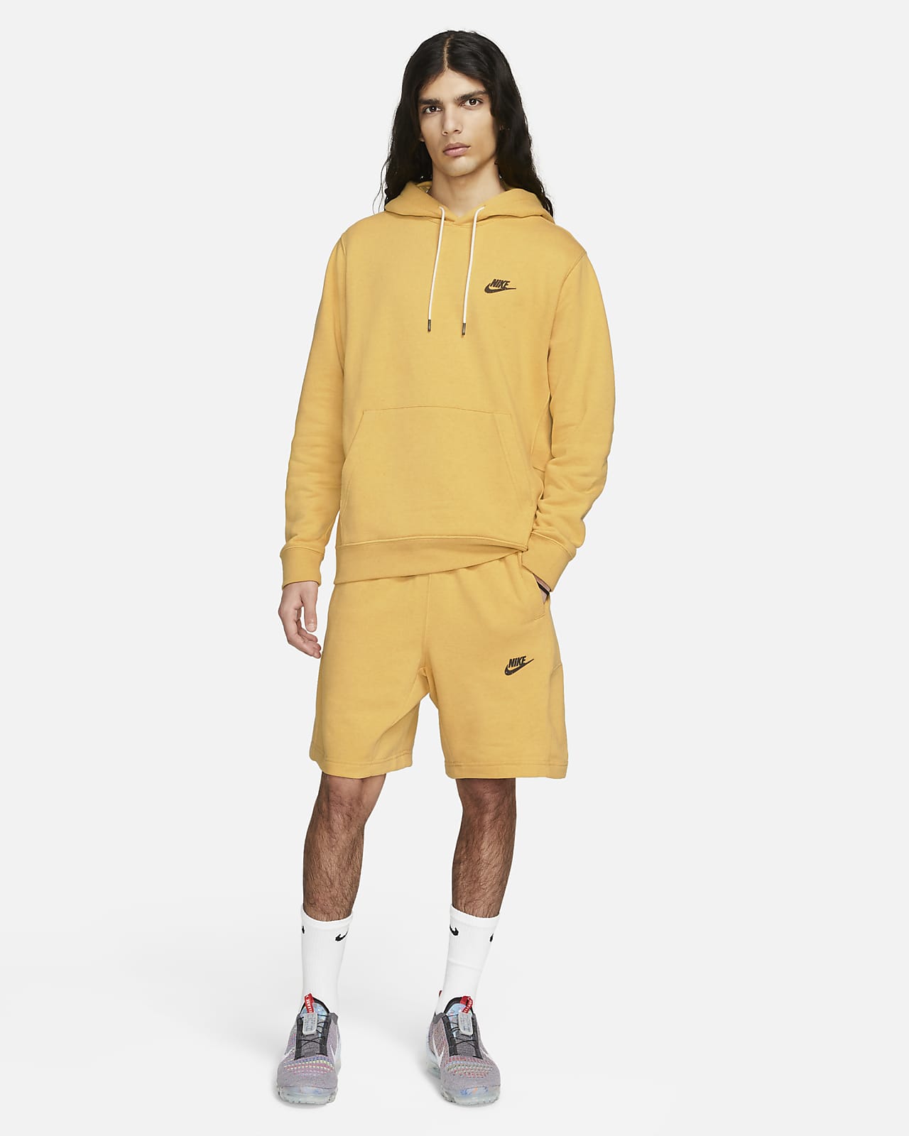 nike fleece shorts and hoodie