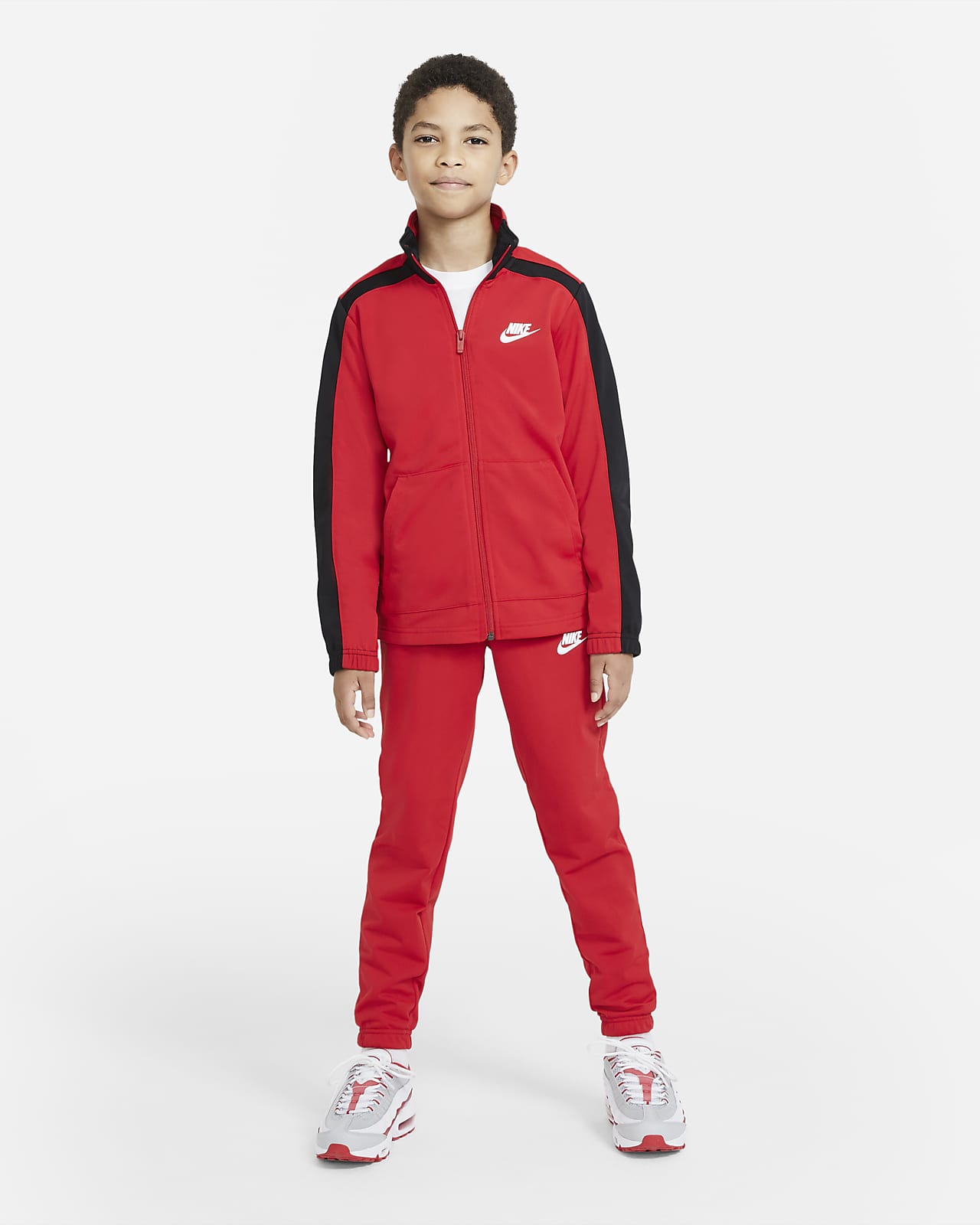kids red nike tracksuit