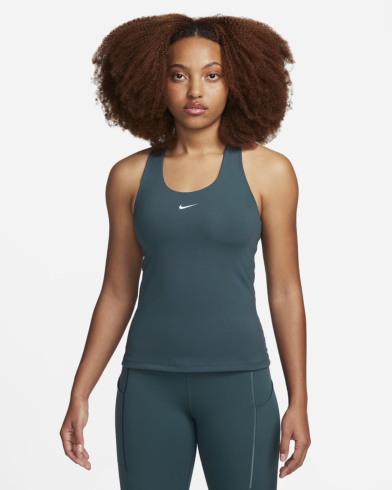 Camiseta de tirantes con bra deportivo con almohadilla de media sujeci n para mujer Nike Swoosh