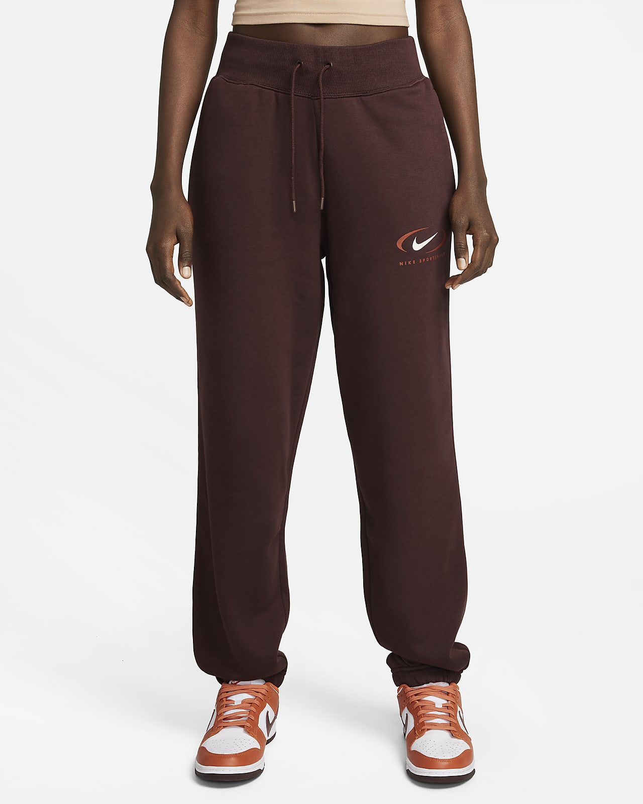 Overdimensionerede Nike Sportswear Phoenix Fleece-bukser med høj talje til kvinder