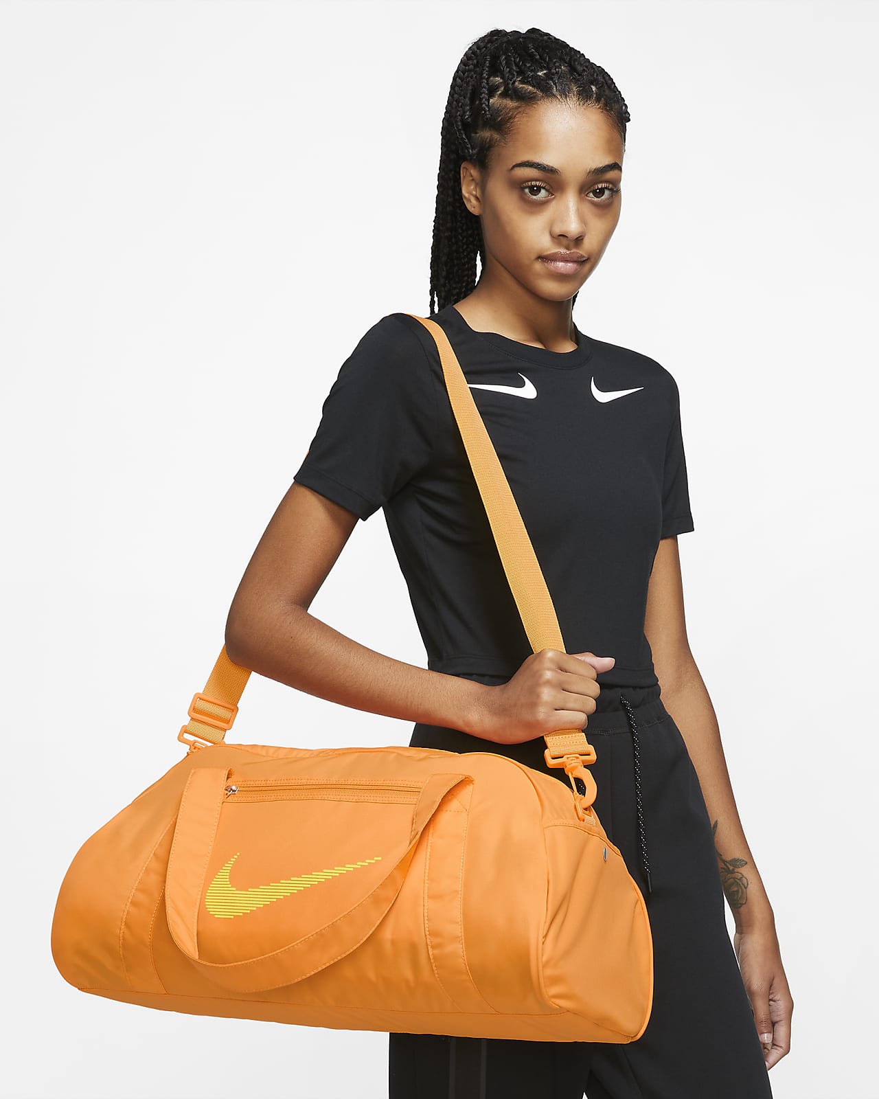 Nike Gym bag NIKE BRASILIA 9.5 in dark green/ black/ orange