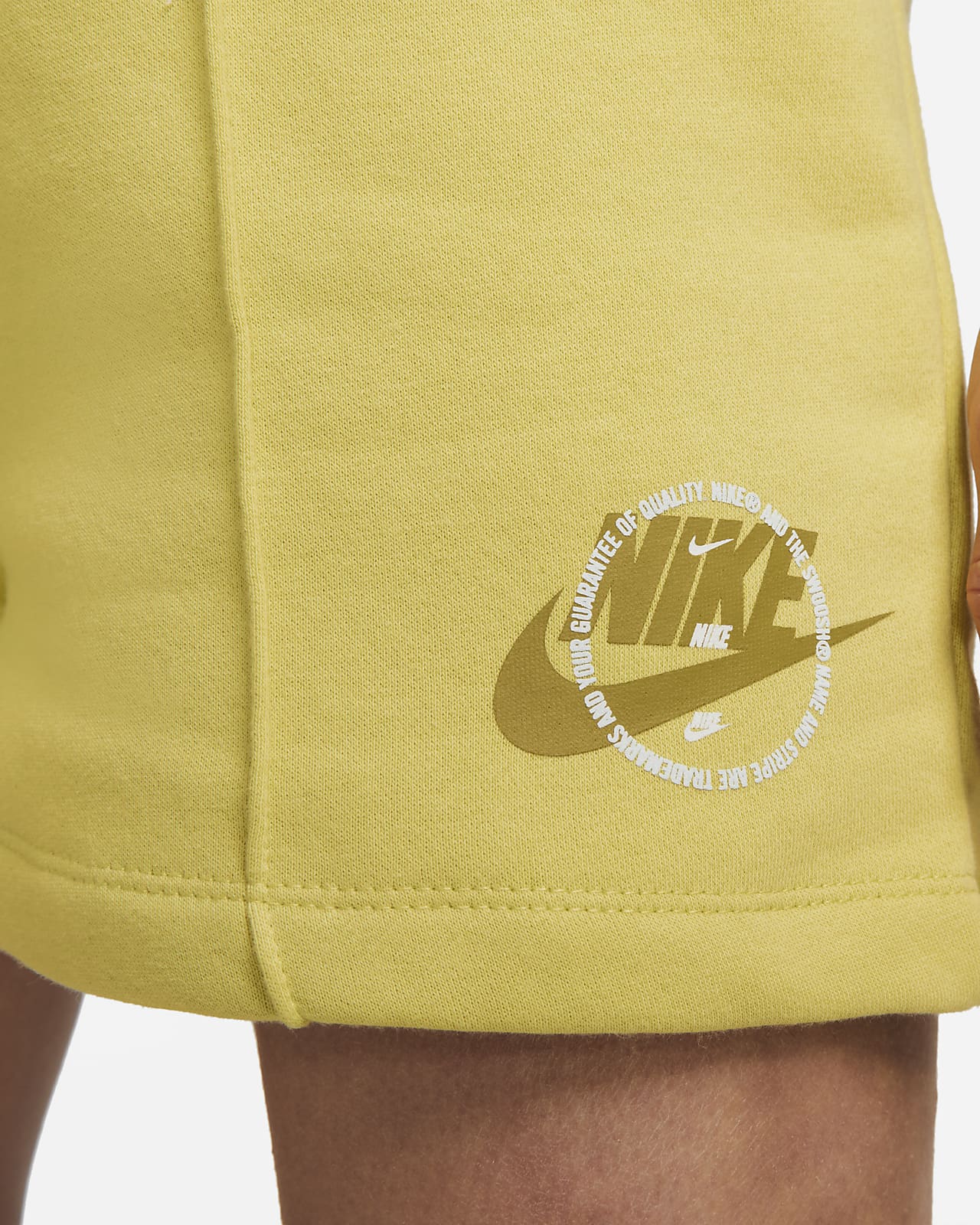 gold nike fleece shorts