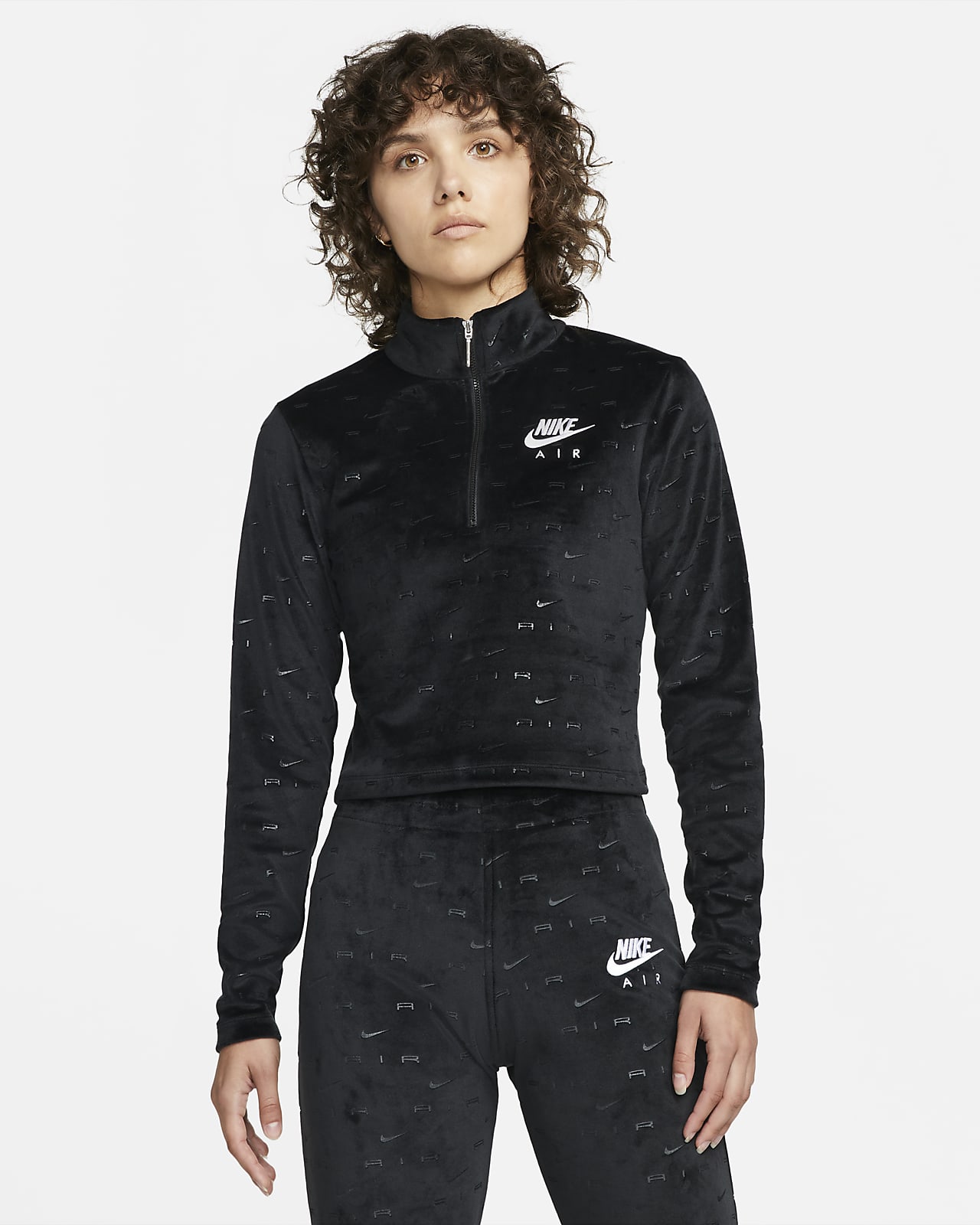 Nike Air Women's Velour 1/4-Zip Long-Sleeve Top