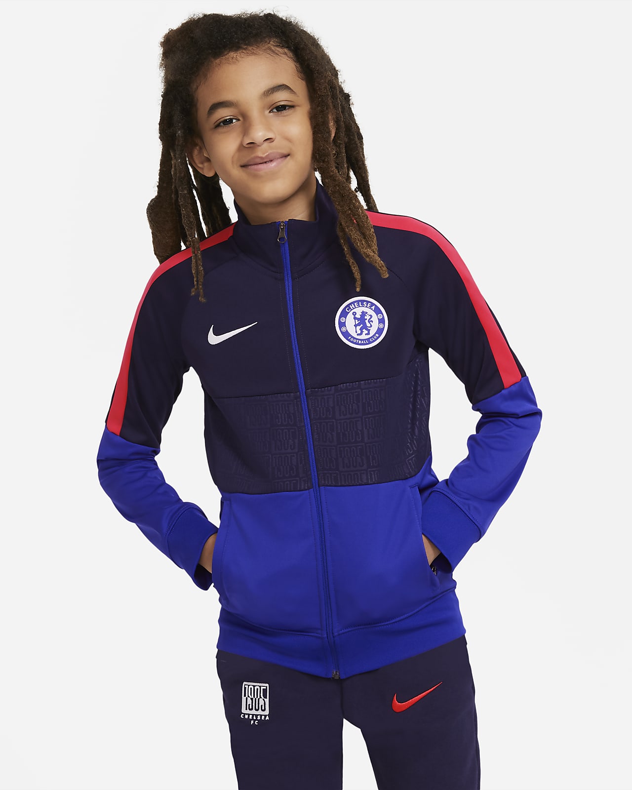 Chelsea F C Kids Football Tracksuit Jacket Nike Ae