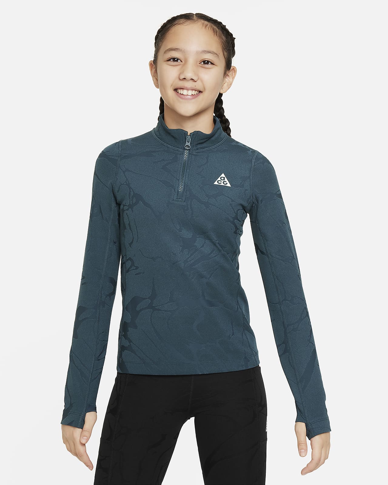 Nike ACG Therma-FIT top met korte rits en lange mouwen voor meisjes
