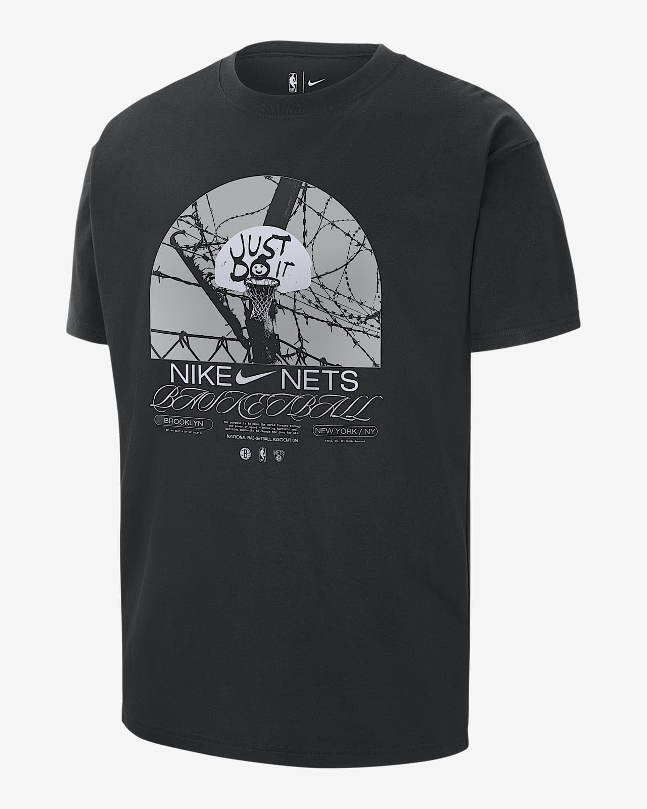 Brooklyn Nets Courtside Max 90 Men's Nike NBA TShirt. Nike LU