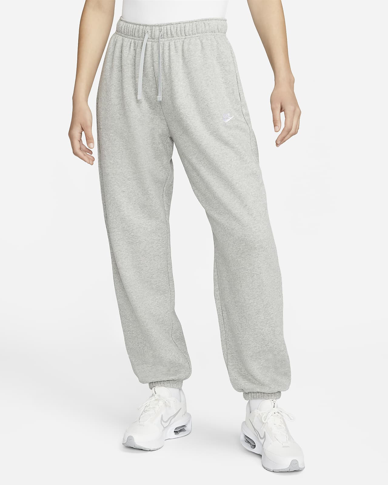 Overdimensionerede Nike Sportswear Club Fleece-sweatpants med mellemhøj talje til kvinder