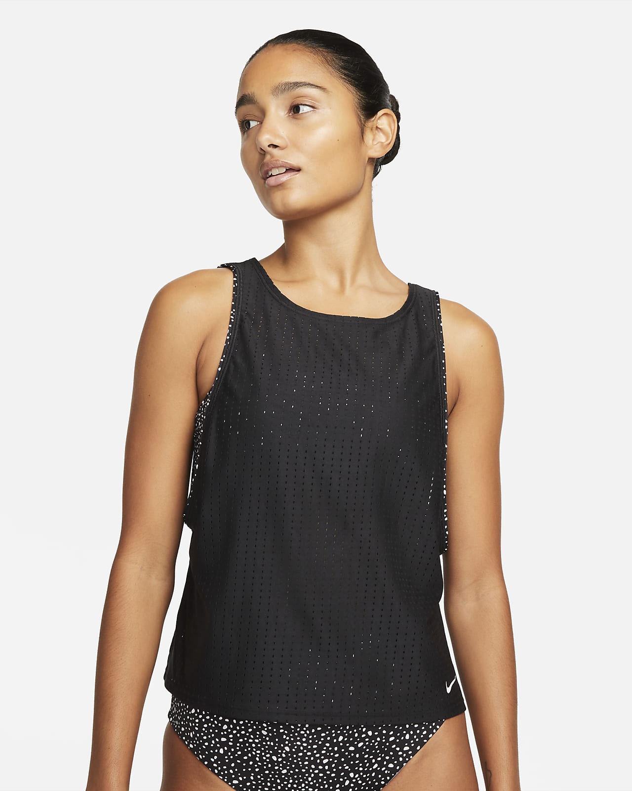 nike swim layered tankini top