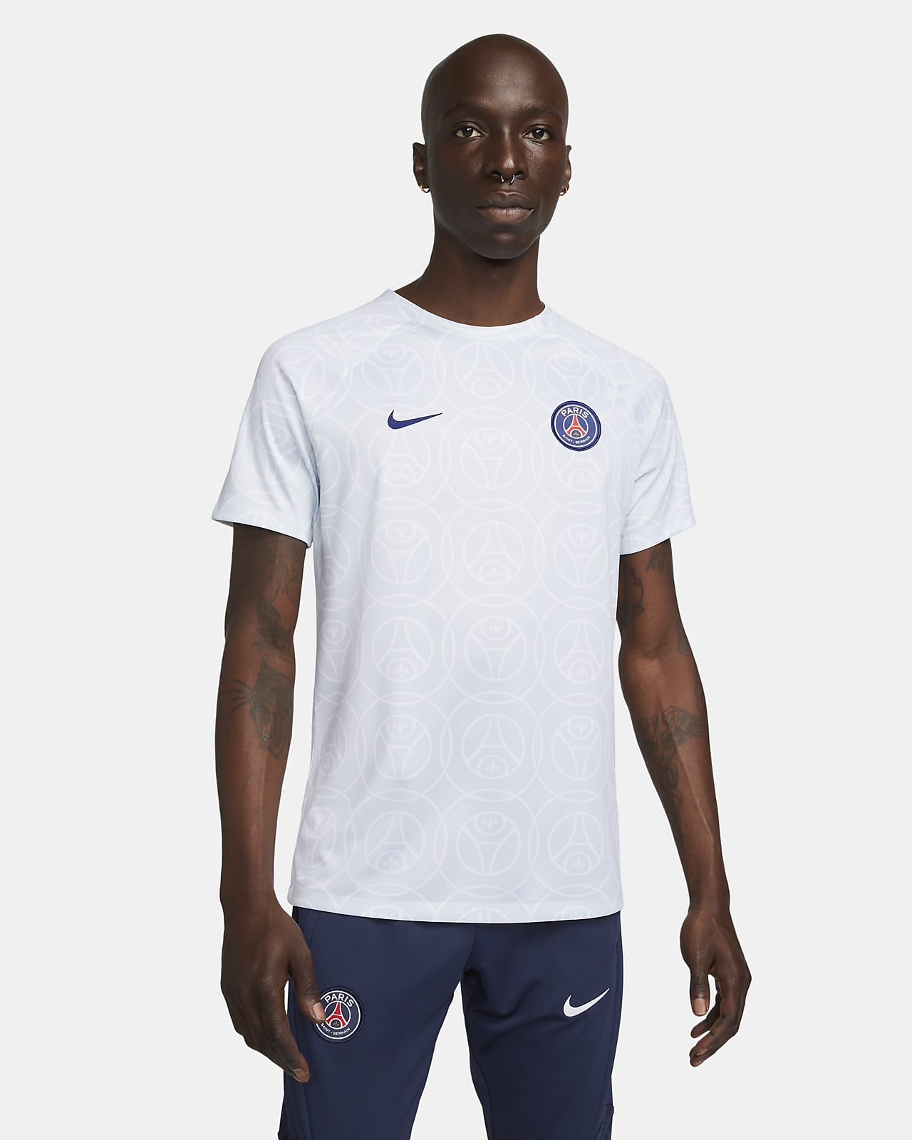 Paris Saint-Germain Academy Pro Men's Nike Dri-FIT Pre-Match Soccer Top.