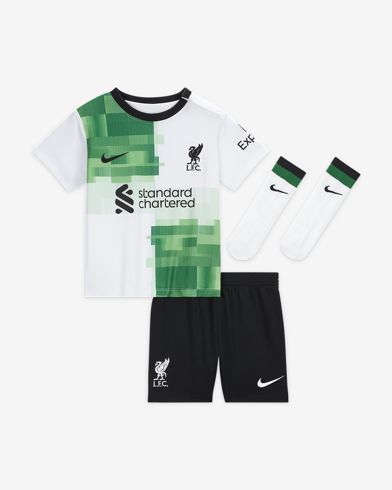 Liverpool FC 2023/24 Away dreiteiliges Nike Dri-FIT-Set für Babys und Kleinkinder