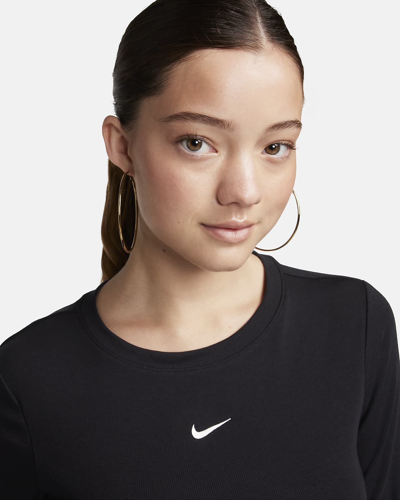 Nike Performance BRA CROP - Long sleeved top - white/black/white 