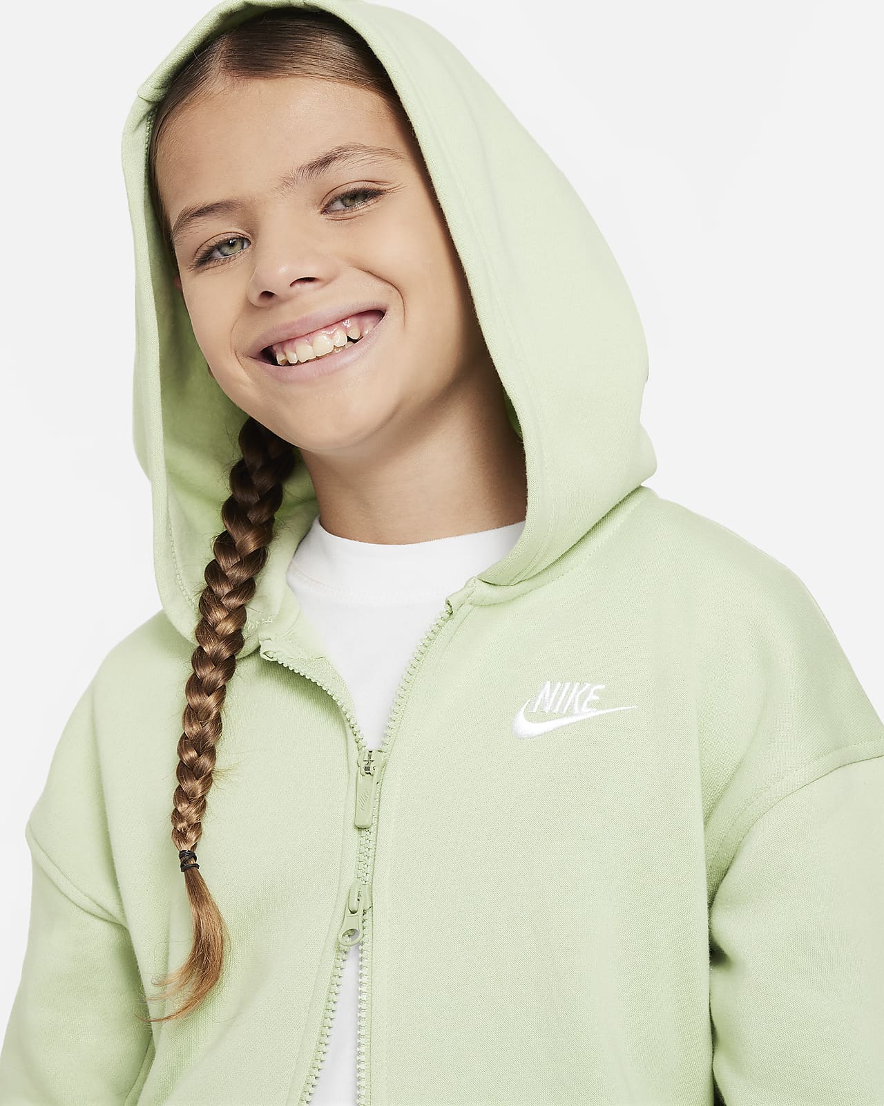 Nike Sportswear Club Fleece Older Kids' (Girls') Oversized Full-Zip Hoodie.  Nike LU