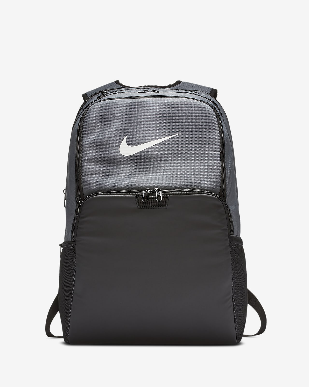 grey and black nike backpack