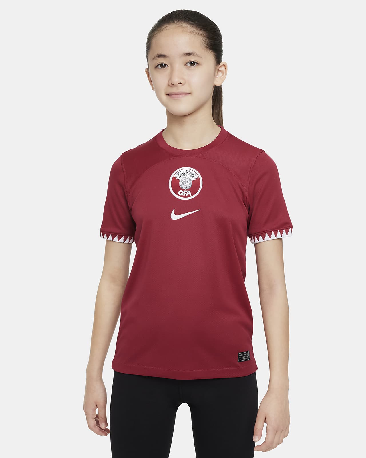 Qatar 2022/23 Stadium Home Older Kids' Nike Dri-FIT Football Shirt