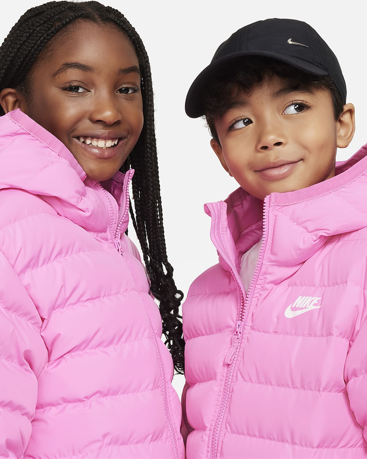 Hooded Kids\' Lightweight Nike Synthetic Jacket. Sportswear Fill Loose Big