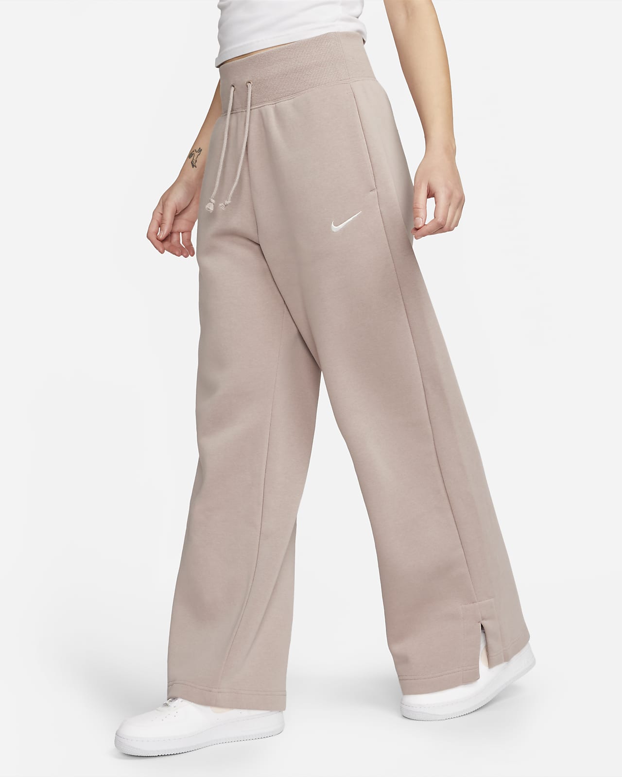 Pants de entrenamiento de pierna ancha y cintura alta para mujer de tejido Fleece Nike Sportswear Phoenix