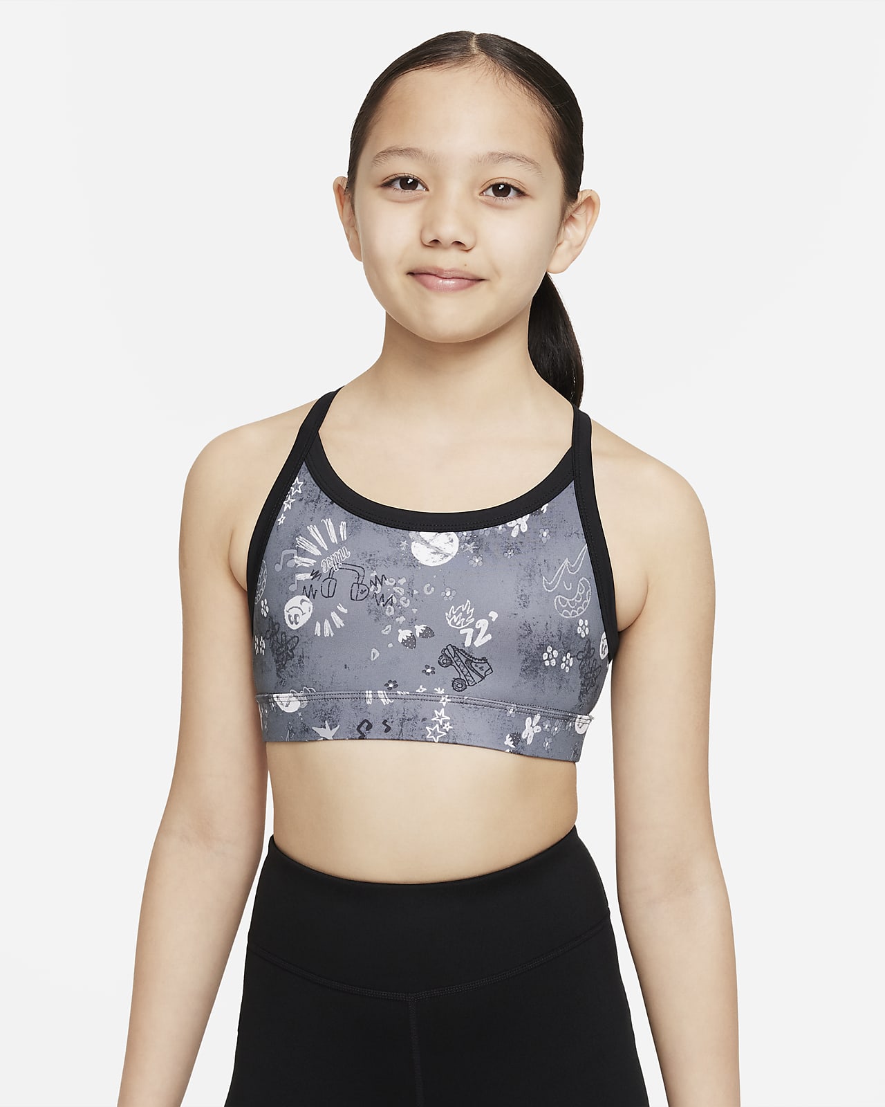 Nike DriFIT Indy Icon Clash Older Kids' (Girls') Sports Bra. Nike PT