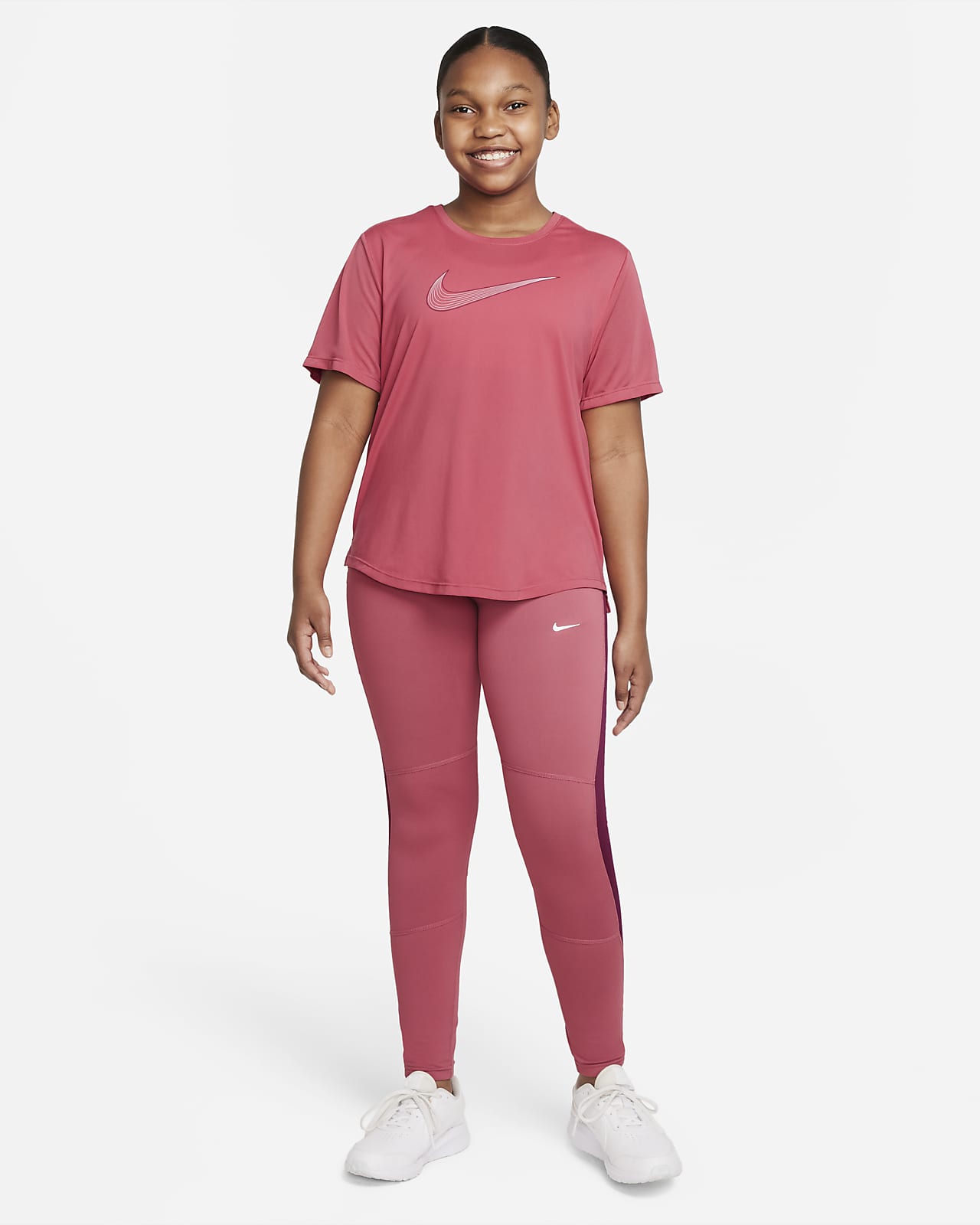 Nike Dri-Fit One Big Girls Pink Training Leggings Size XL New