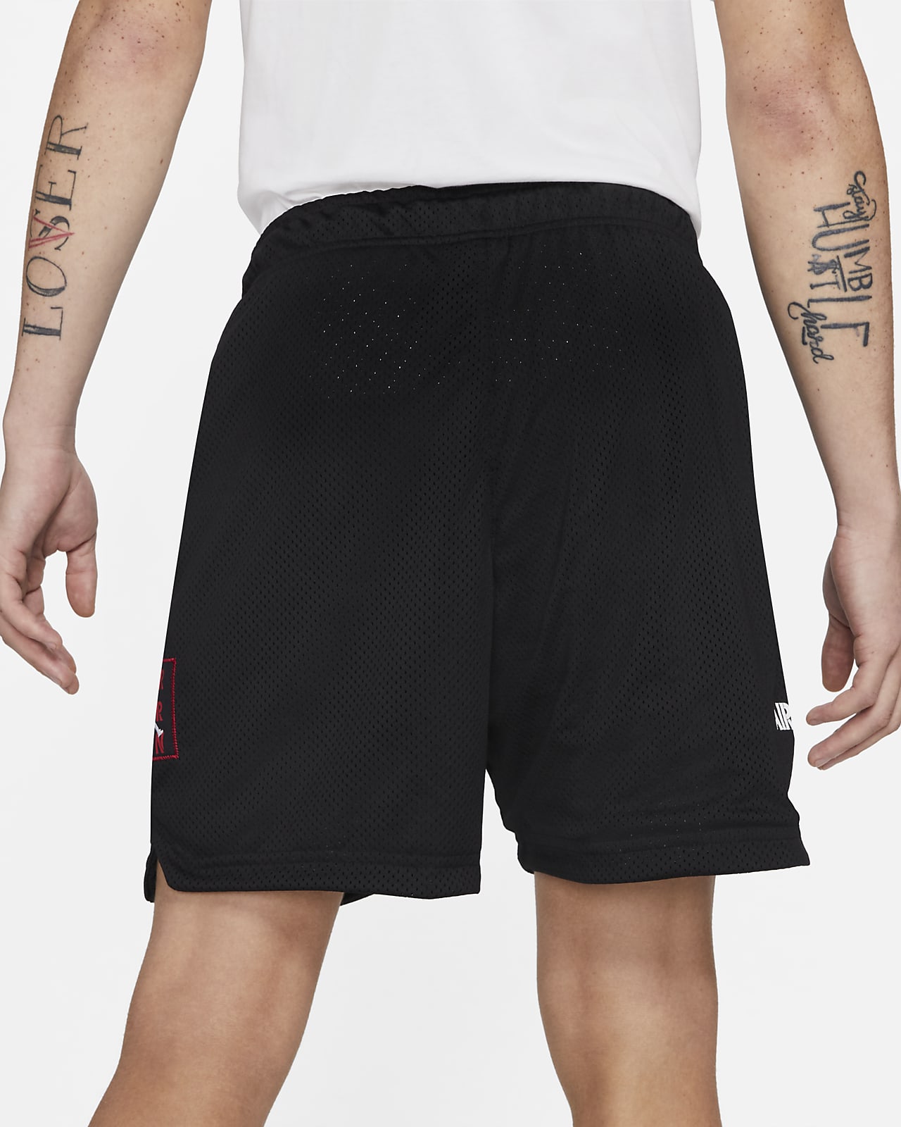 graphic mesh shorts