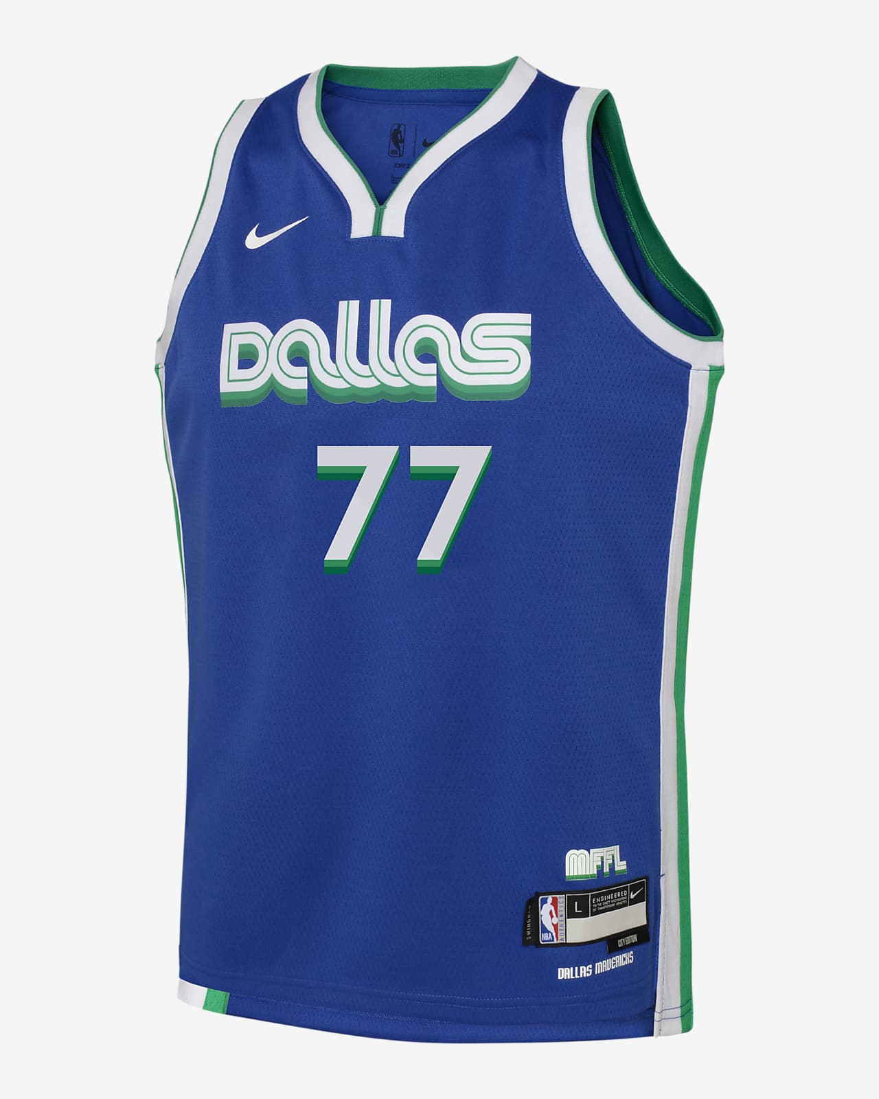 Luka Doncic Dallas Mavericks City Edition-Nike Dri-FIT NBA Swingman-trøje til større børn