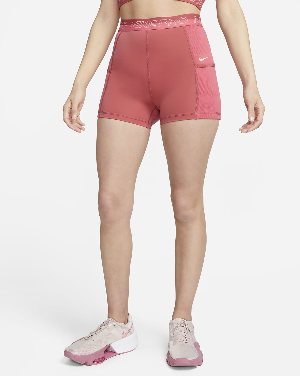 Nike Pro Women's High-Waisted 3 Training Shorts with Pockets.