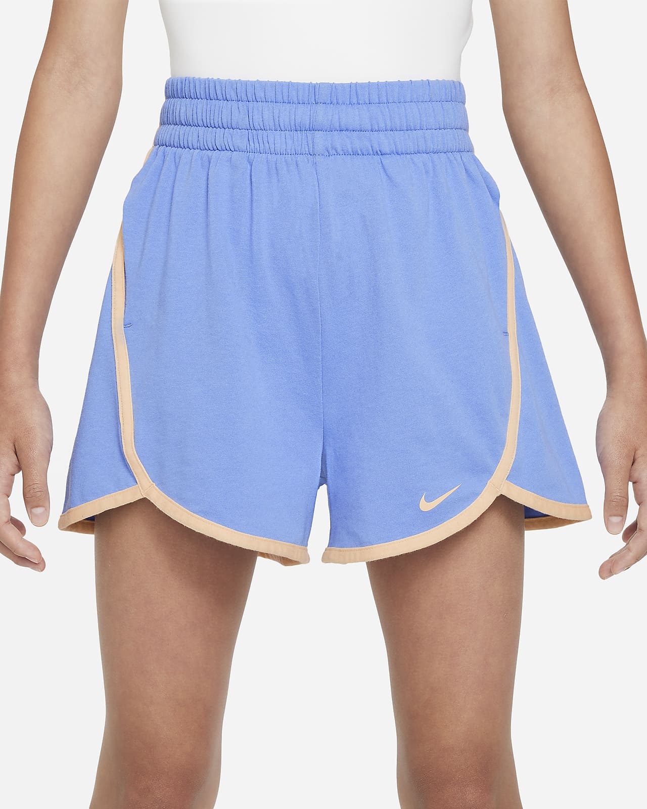 Nike one big kids' (girls') dri-fit high-waisted woven training shorts, shorts, Training