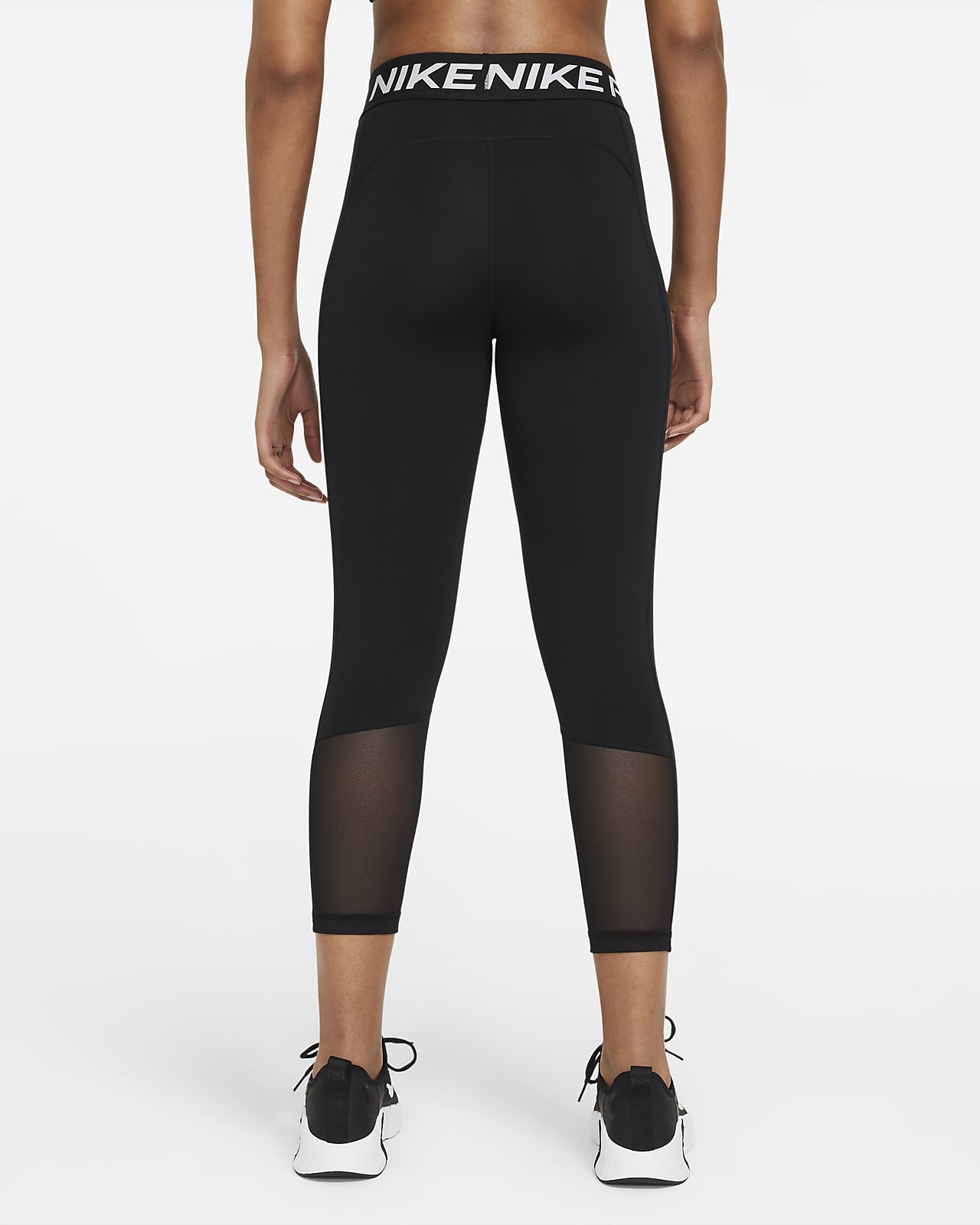 Nike Pro 365 Women's Mid-Rise Cropped Mesh Panel Leggings. Nike HU