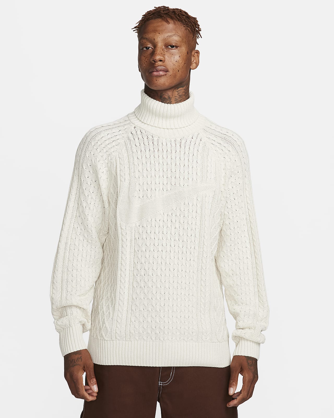 Nike Life cable knit sweater met col voor heren. Nike NL