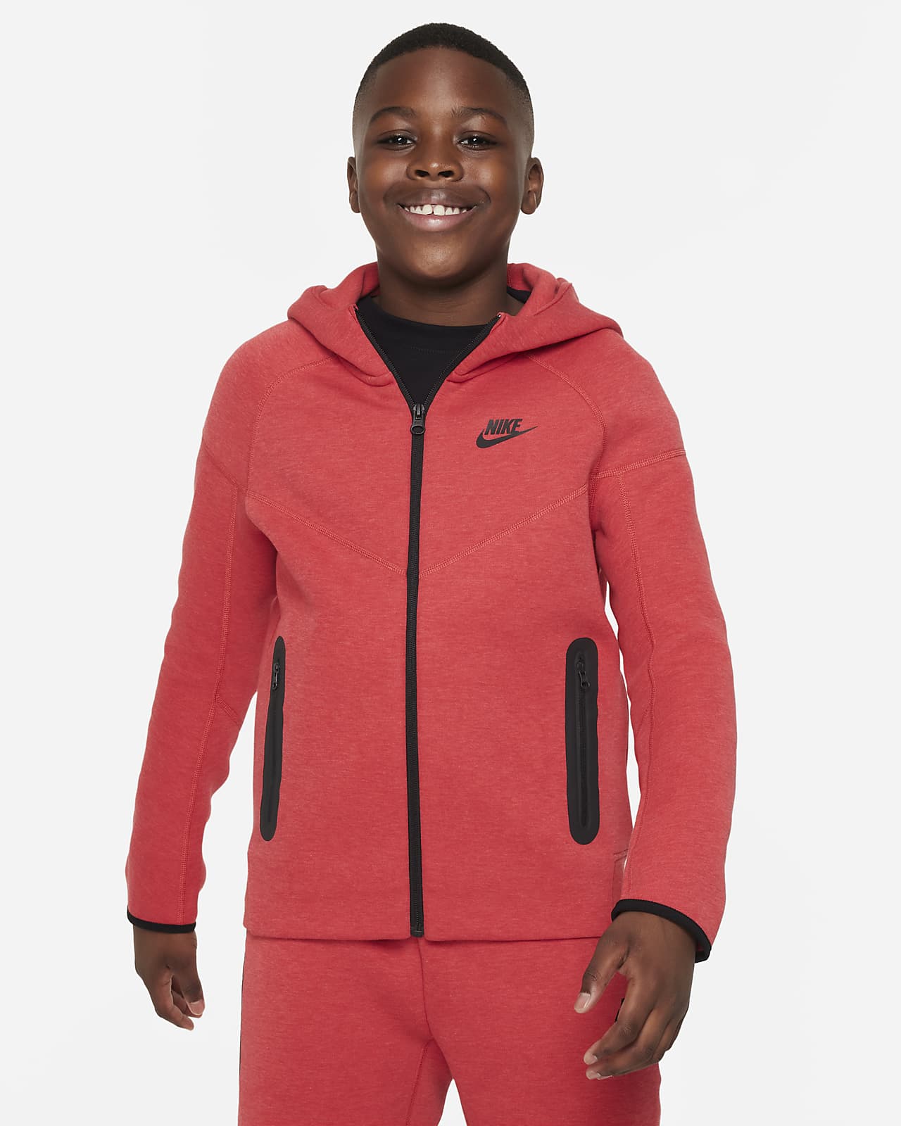 Flísová mikina Nike Sportswear Tech Fleece pro větší děti (chlapce) s dlouhým zipem a kapucí (větší velikost)