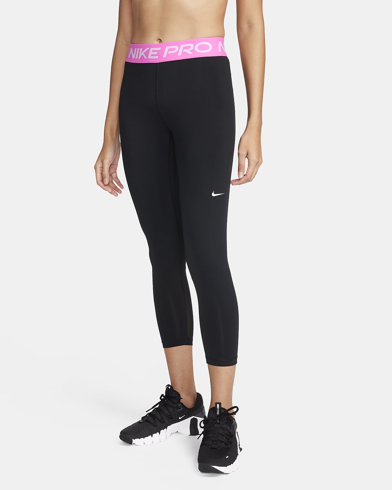 Nike Pro Women's Mid-Rise Crop Mesh Panel Leggings