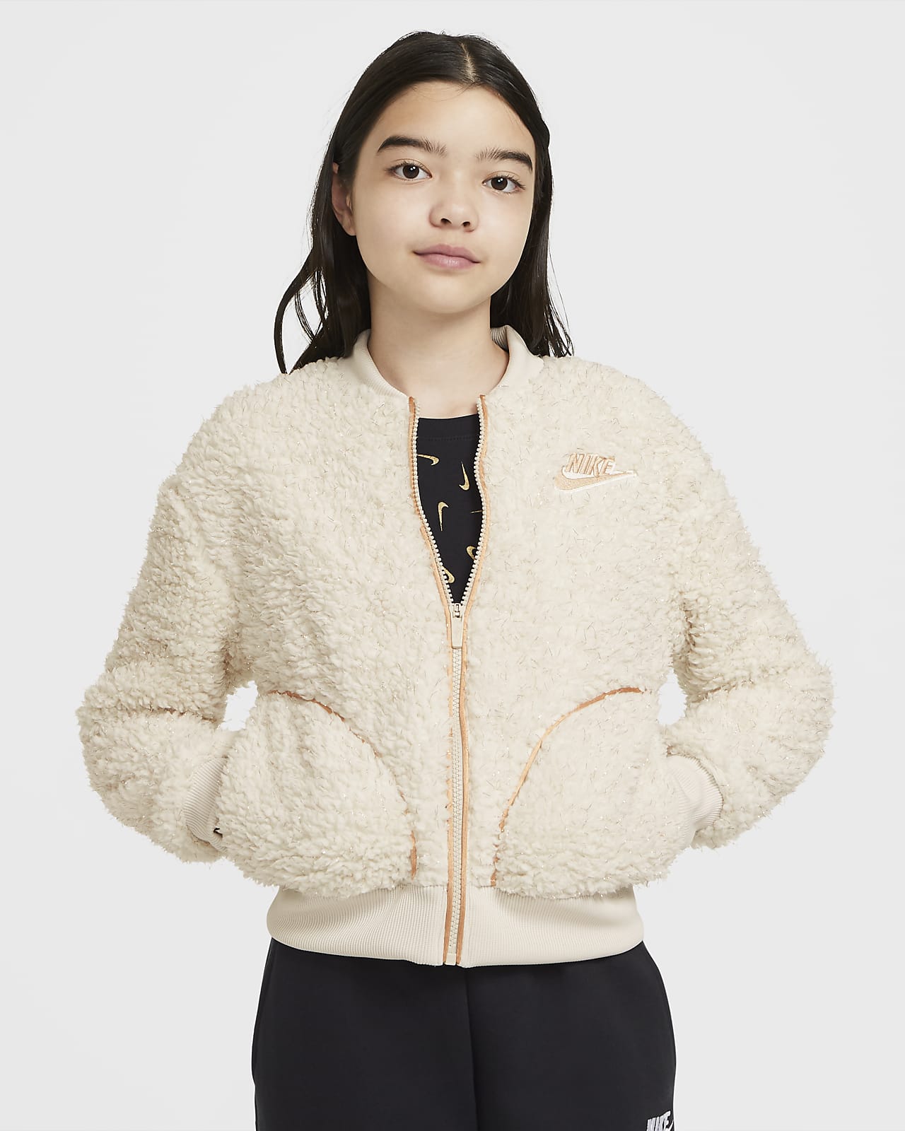 Nike Sportswear Sherpa Tam Boy FermuarlÄ± GenÃ§ Ãocuk (KÄ±z) Ceketi. Nike TR