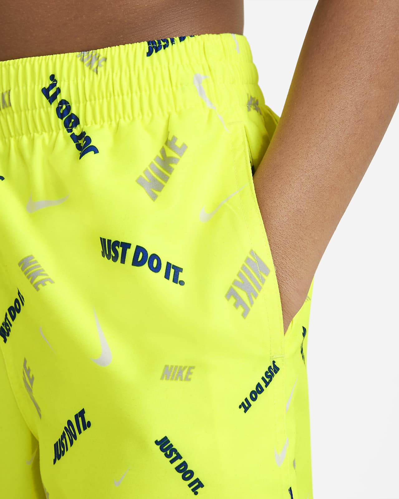 yellow nike swim trunks