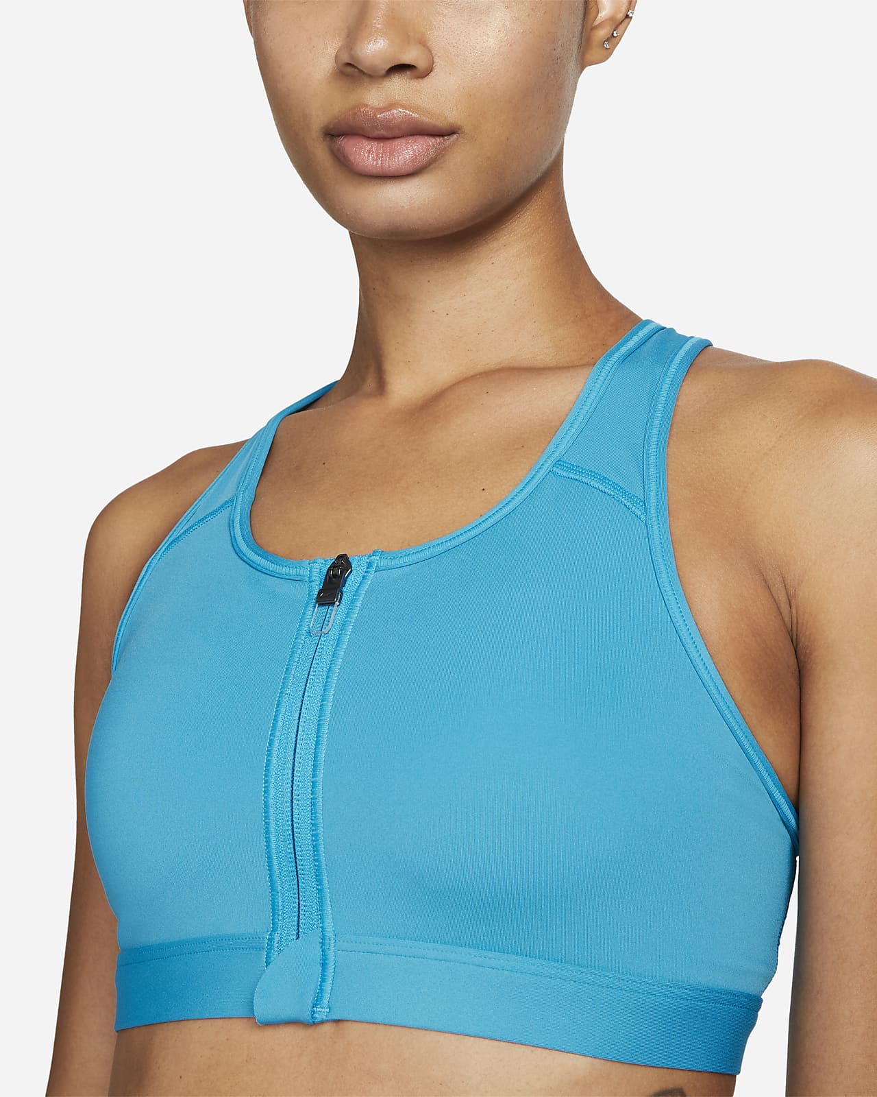 Womens Front Zip Sports Bra Push Up High Impact Wireless Padded Fit Vest Tops 
