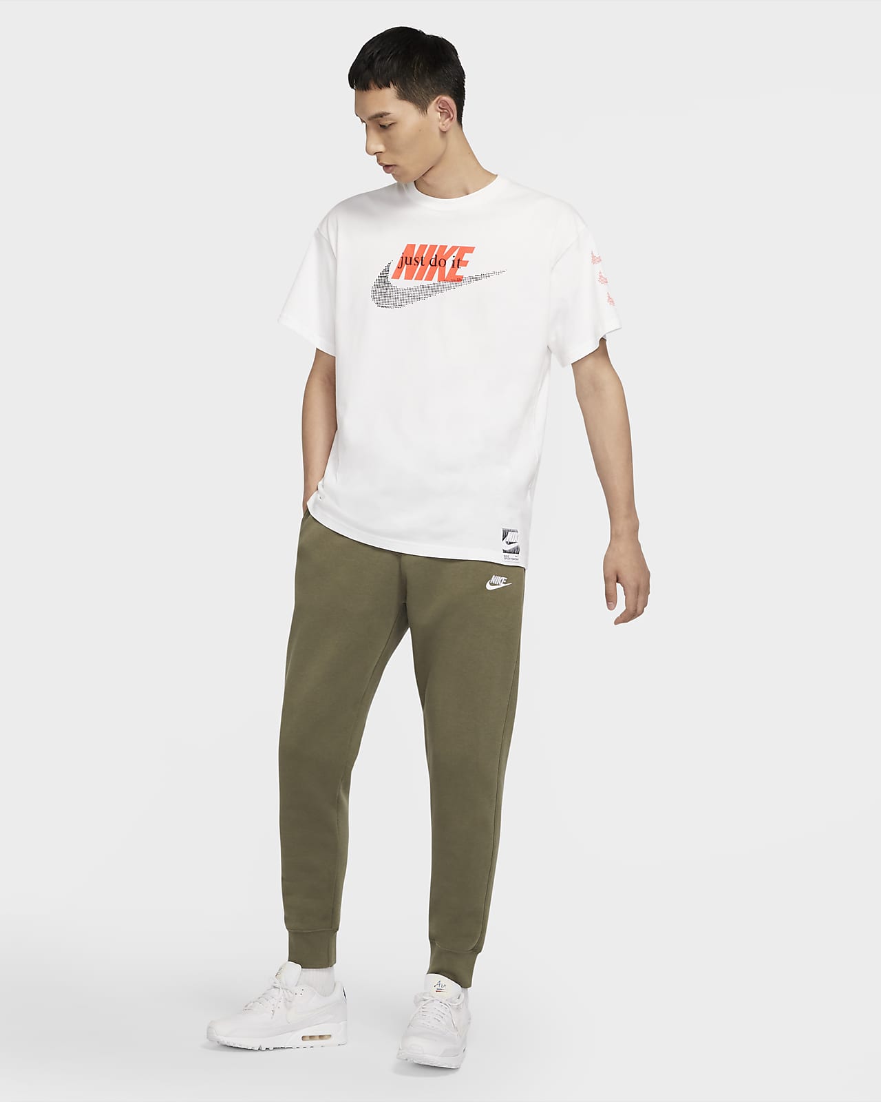 white nike club joggers