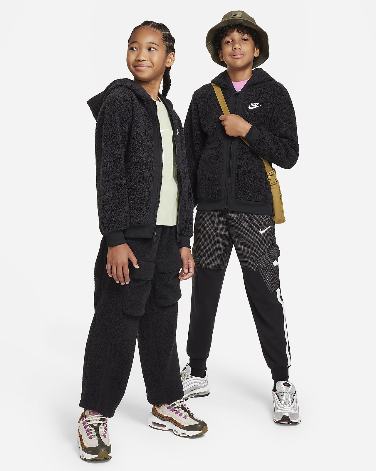 Nike Sportswear Club Winterized Big Kids\' Hoodie. Full-Zip Fleece