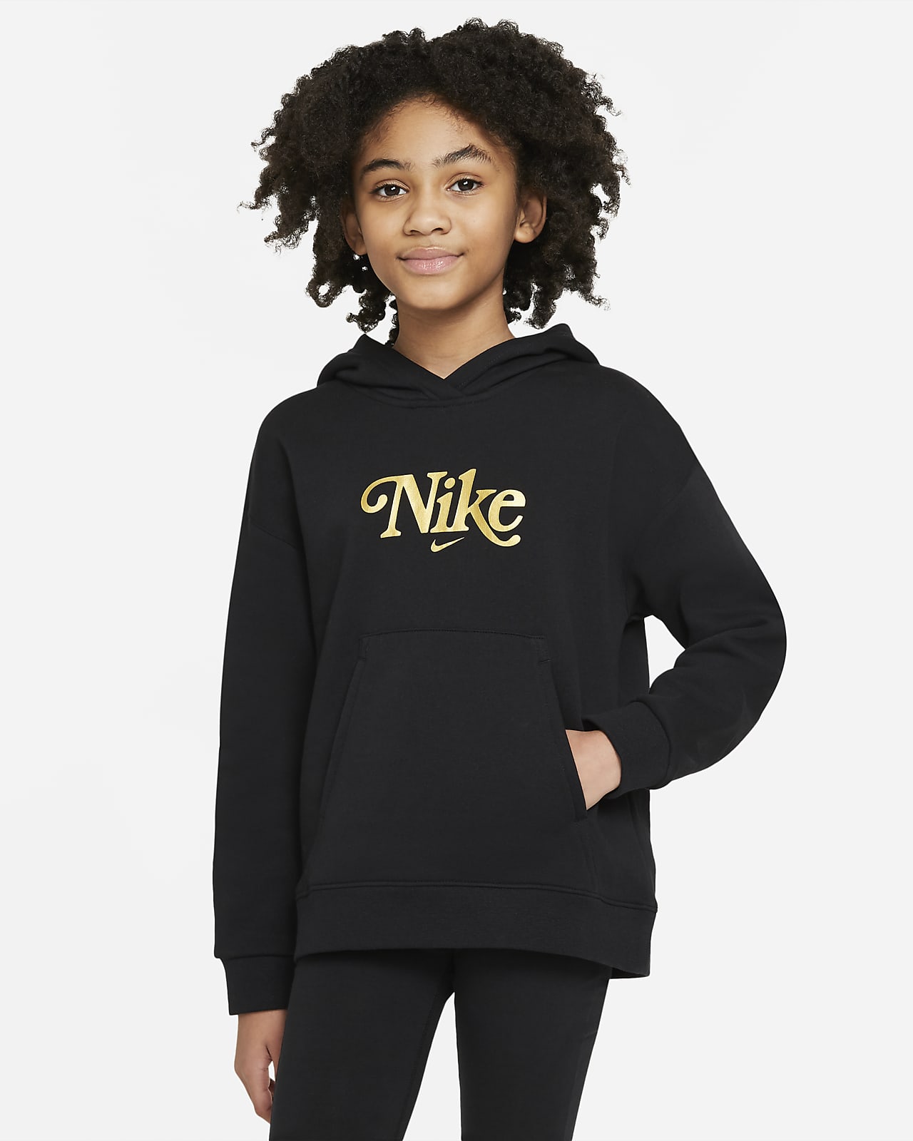 nike metallic shine cropped hoodie