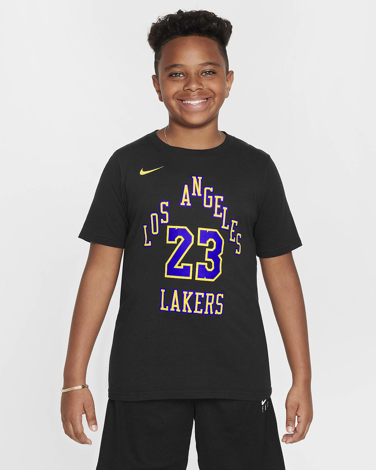 LeBron James Los Angeles Lakers City Edition Nike NBA-T-shirt til større børn (drenge)