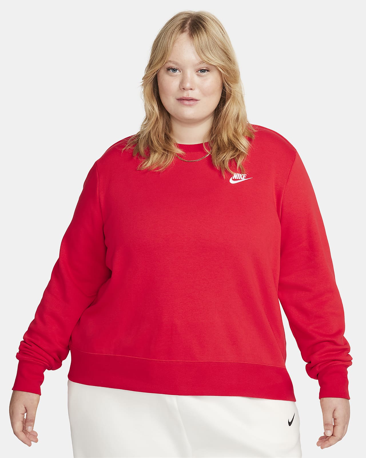 Sudadera Nike Sportswear Club Fleece con cuello redondo para mujer (talla  grande).