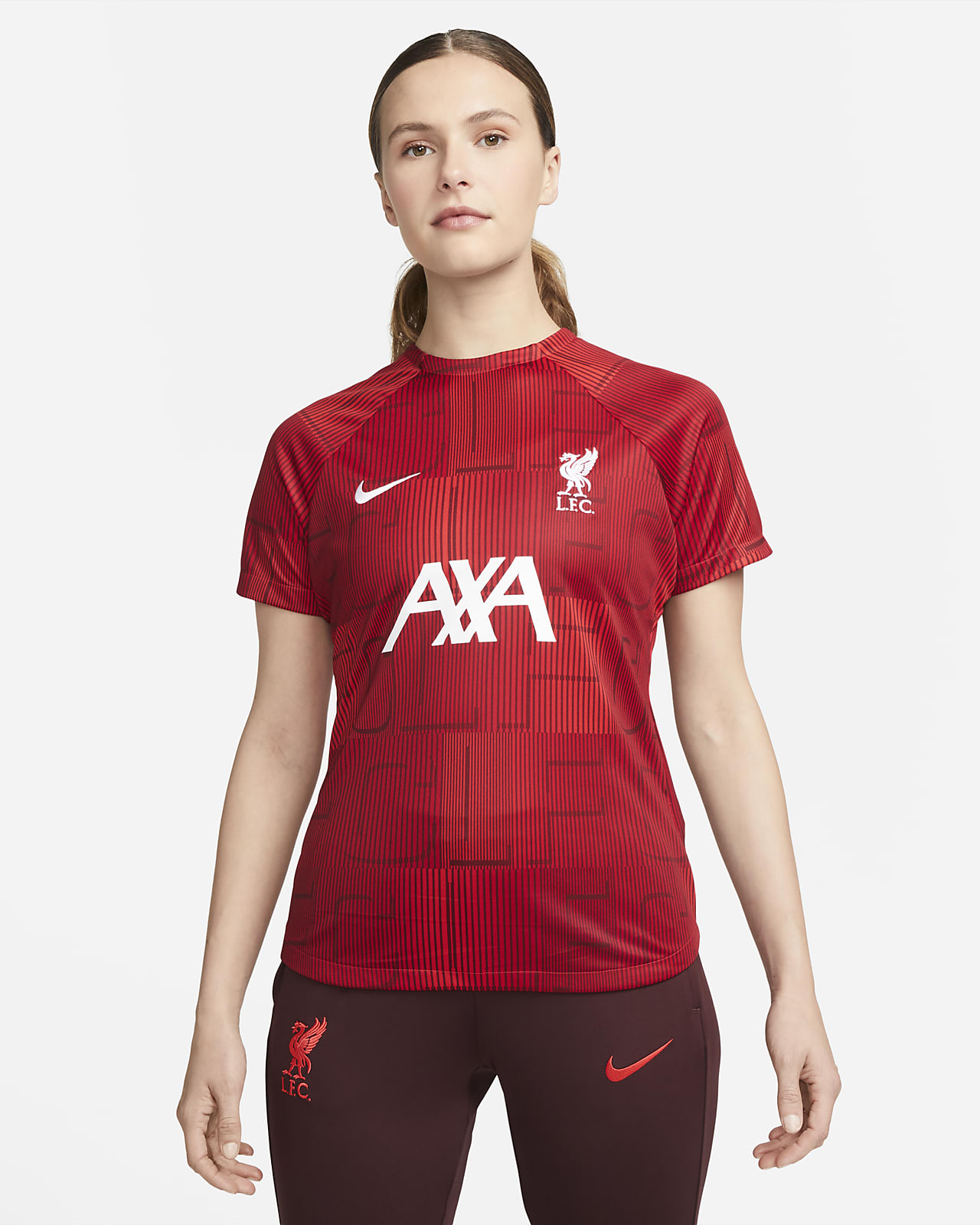 Playera fútbol para antes del partido para mujer Nike Dri-FIT Liverpool FC Academy