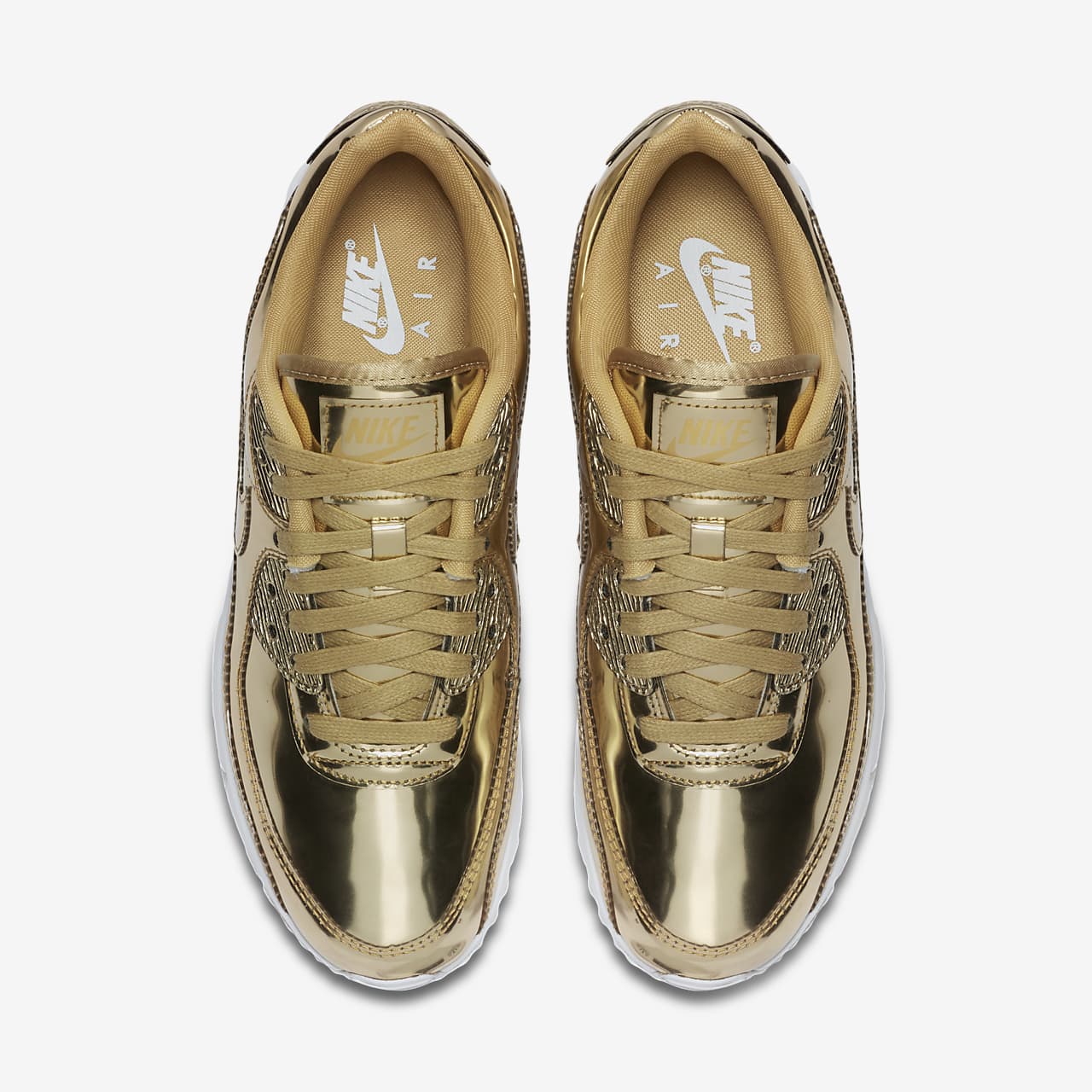nike air max 90 liquid metal sneakers in gold