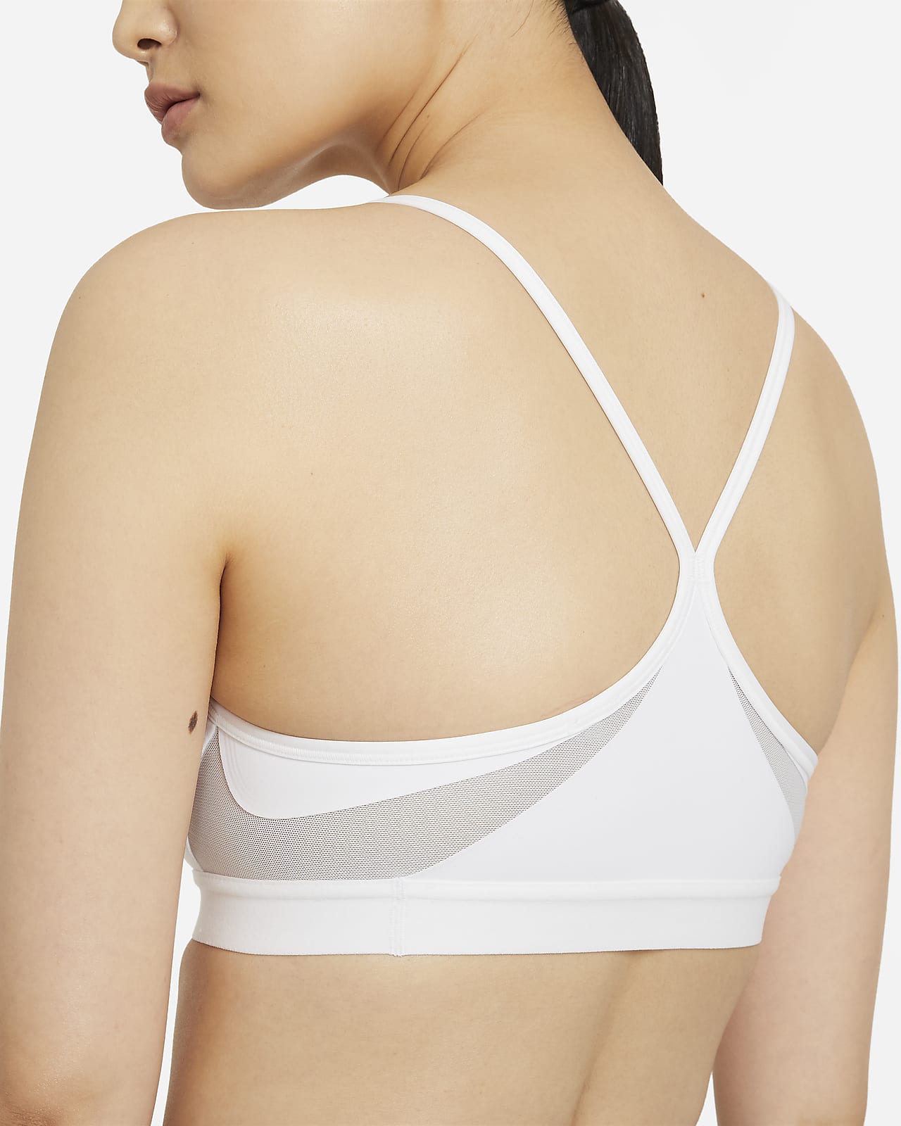 Nike Performance INDY V NECK BRA PLUS - Light support sports bra -  white/grey fog/particle grey/white 