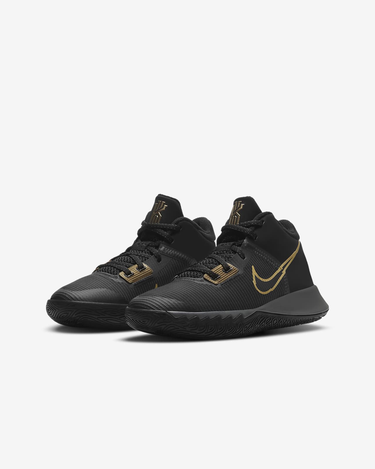 kyrie shoes black and gold