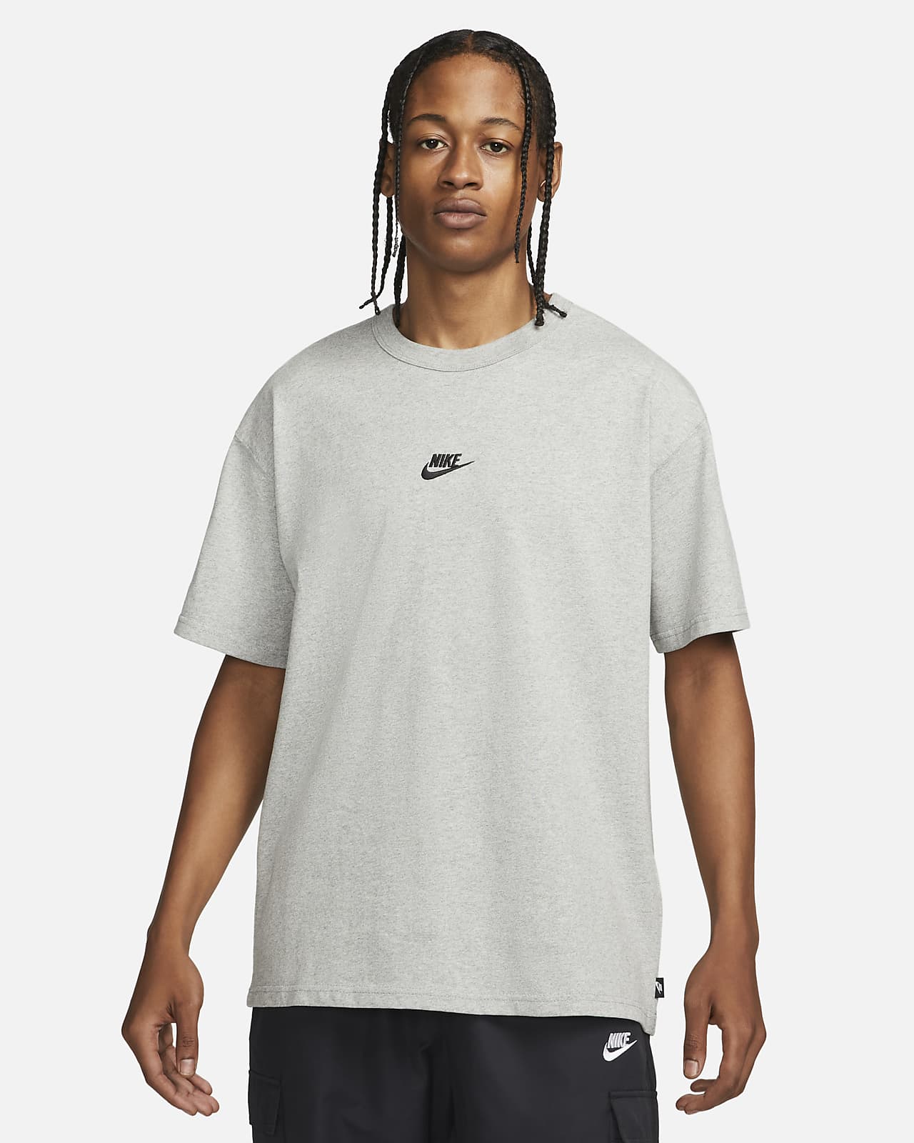 Nike Premium essentials logo t-shirt in grey with pocket