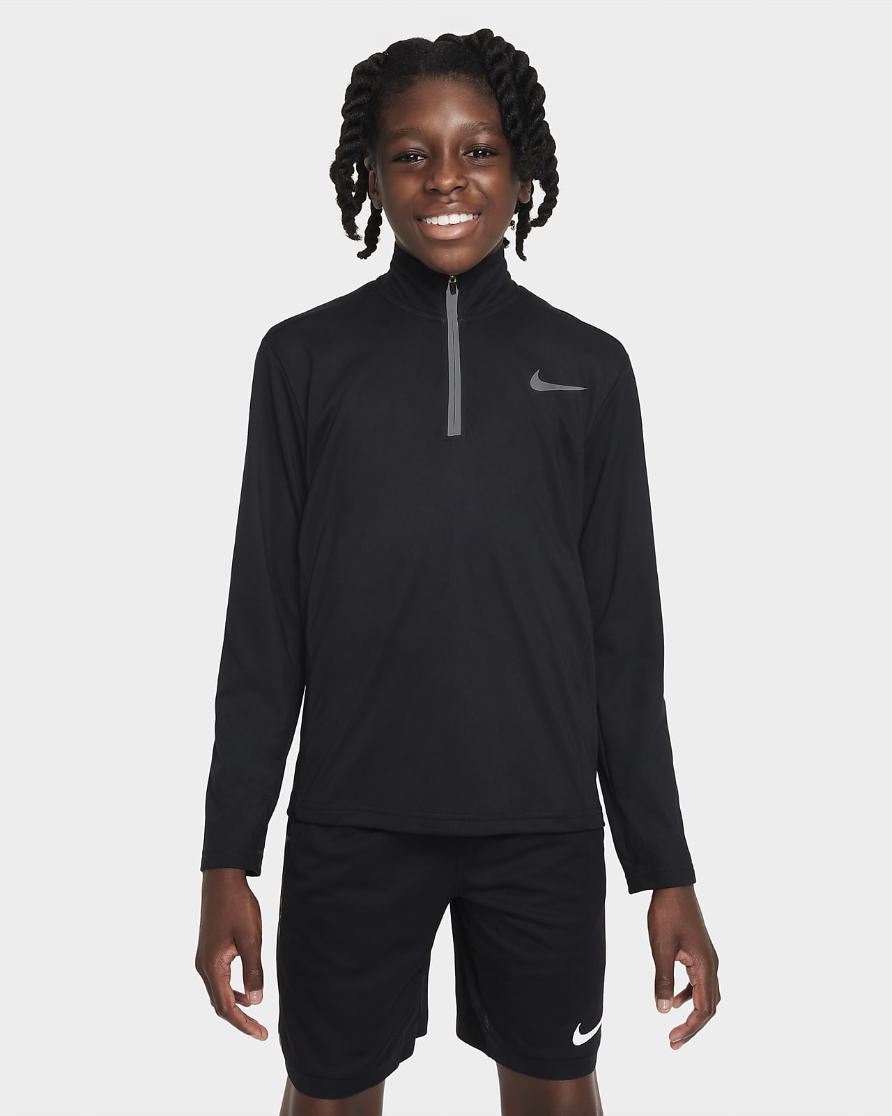 Nike Dri-FIT Poly+-træningsoverdel med 1/4 lynlås til større børn (drenge)