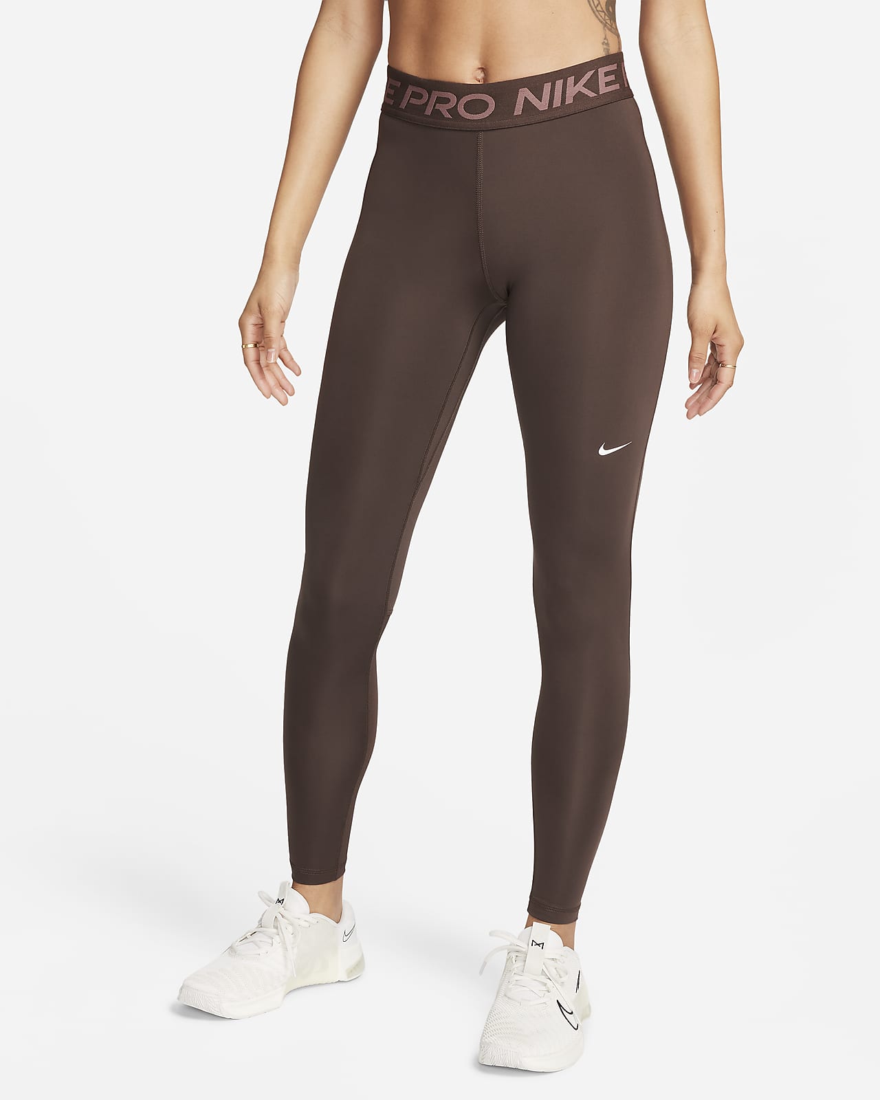 Nike Pro Legging met halfhoge taille en mesh vlakken voor dames. Nike BE