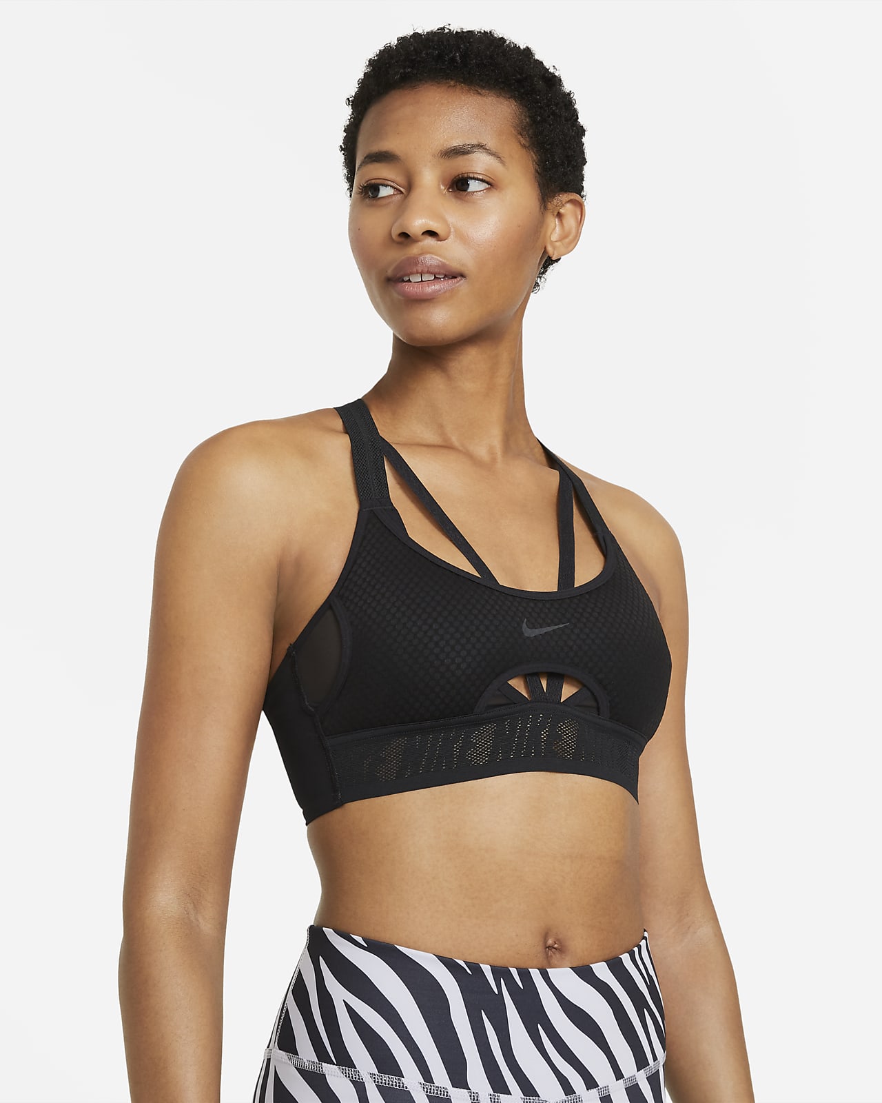 Nike Indy Flyknit Dri Fit Sports Bra Women’s Size Small Black White  AQ0160-010