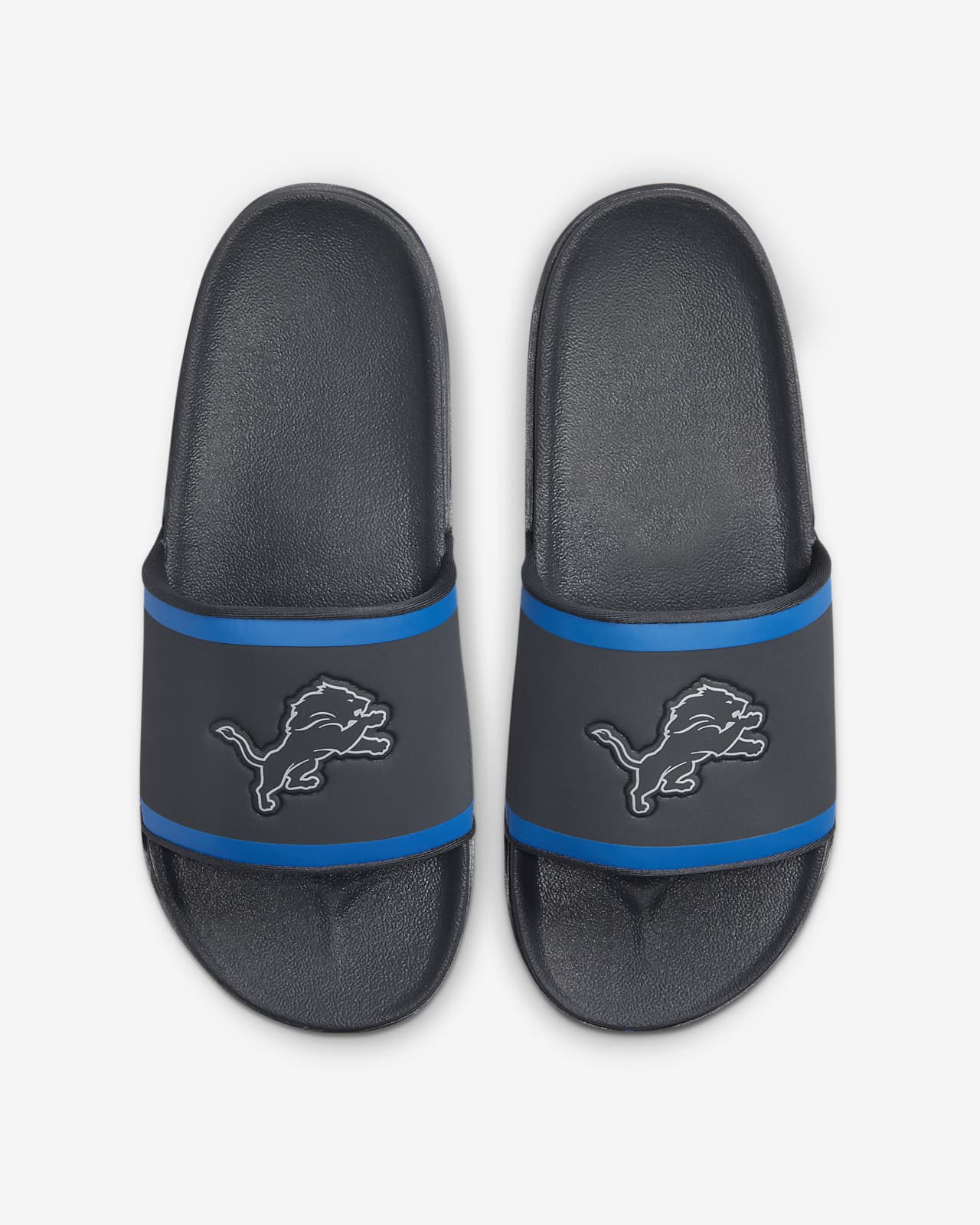 NFL Men's Detroit Lions Logo Slippers - Blue / Grey