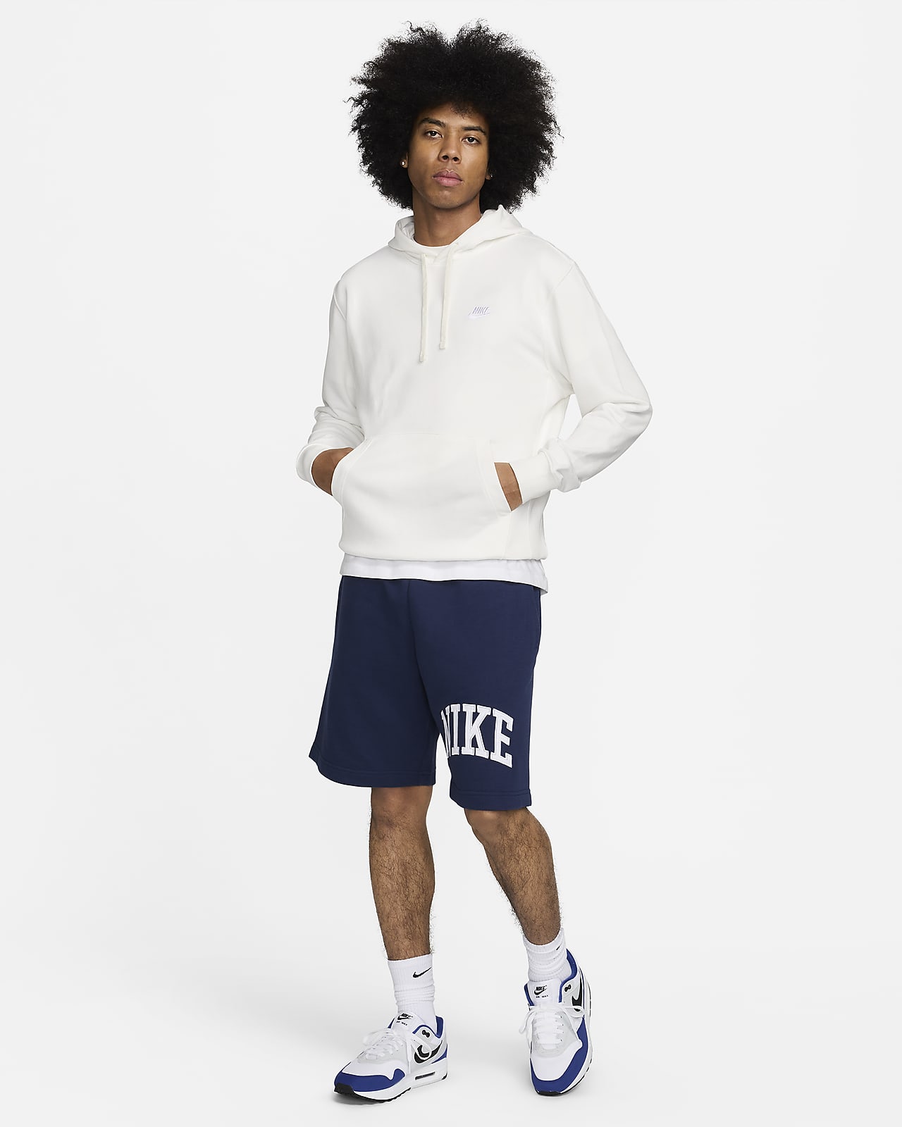 Nike Men Sportswear Club Fleece Pullover Hoodie White City Skyline Rare  Medium