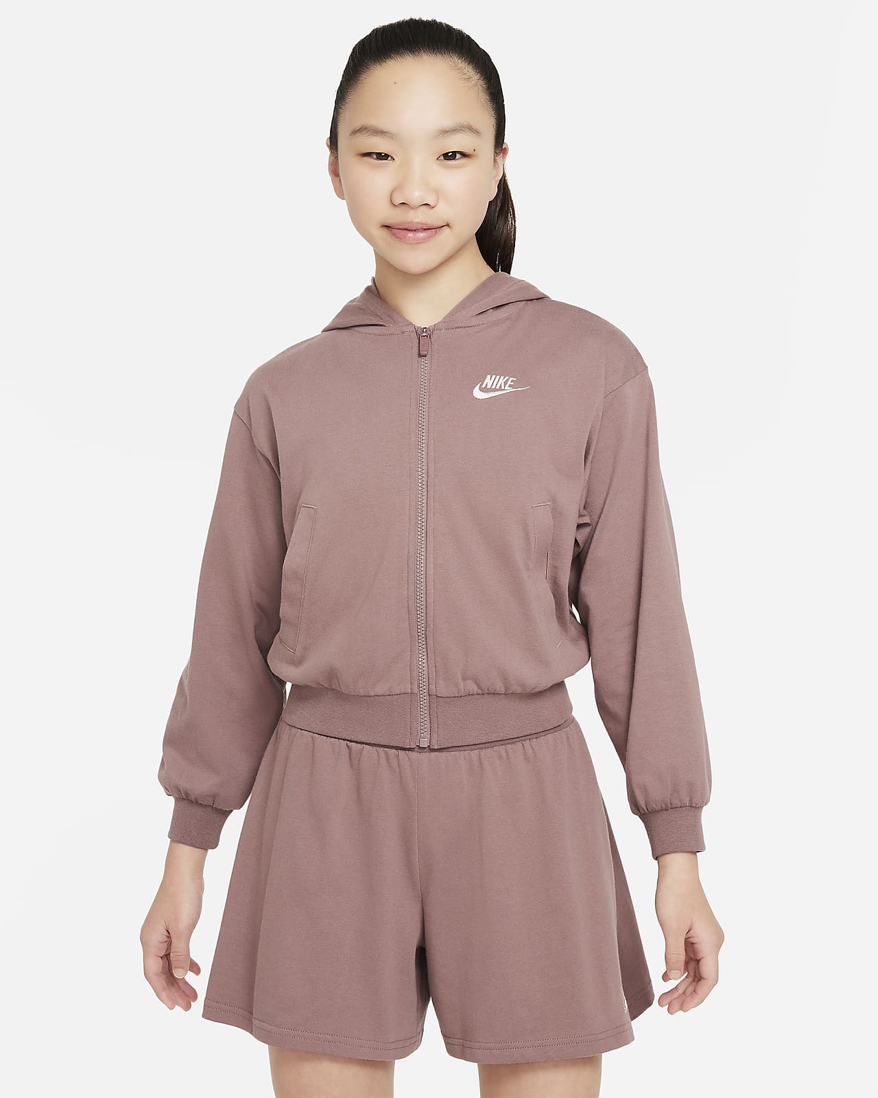Sudadera con gorro de cierre completo para niña talla grande Nike Sportswear